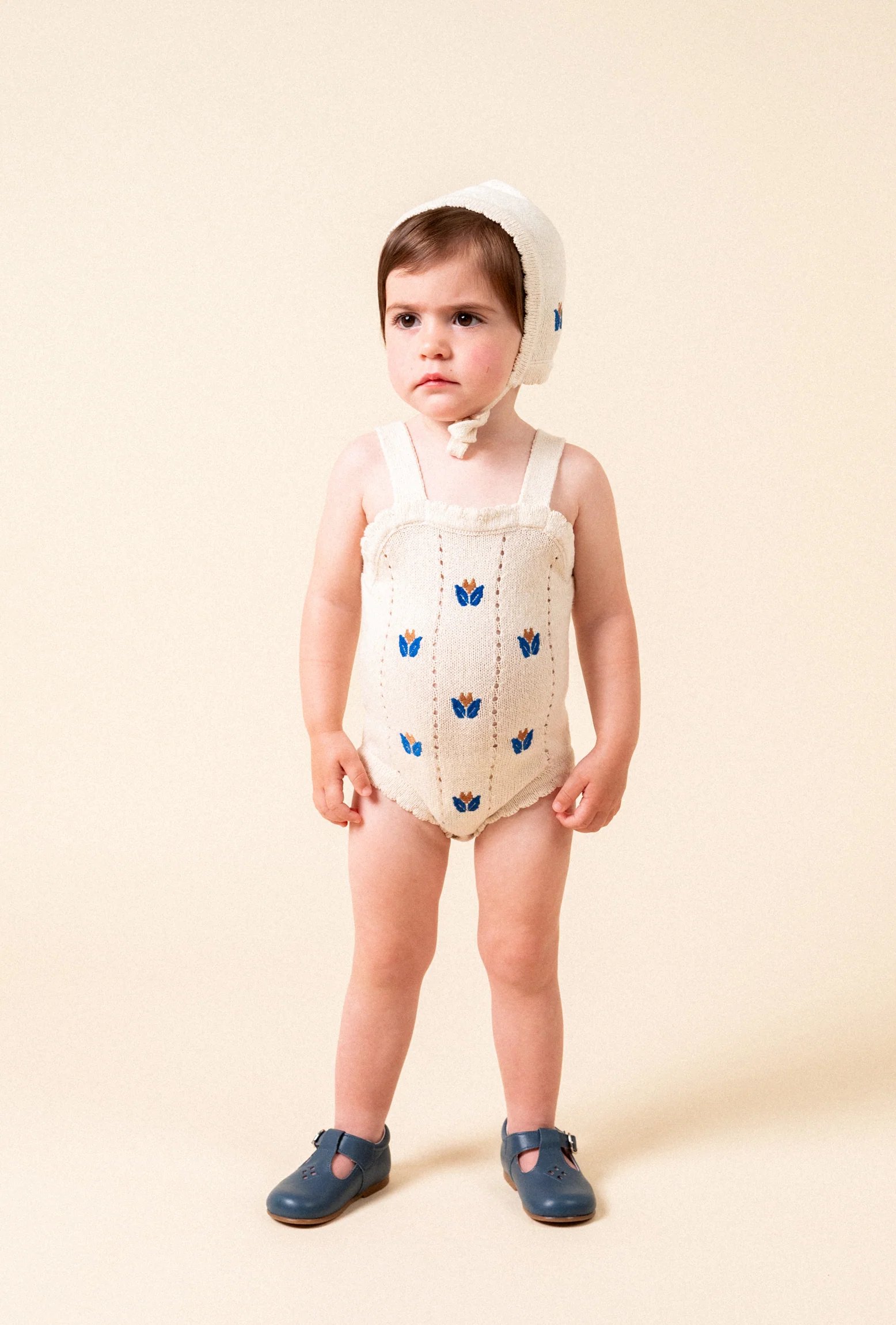 BIRINIT PETIT IVORY BUTTERFLY EMBROIDERED KNIT ROMPER [FINAL SALE] - Image 2