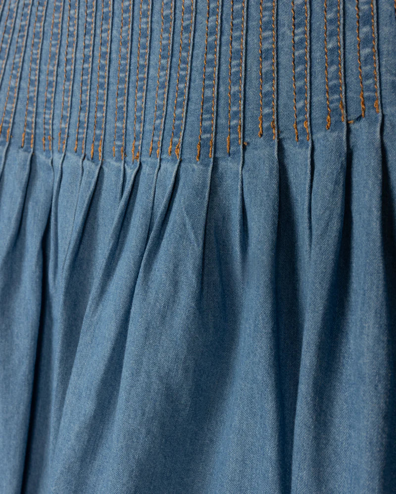 CABANA DENIM TOP PLEAT BUBBLE SKIRT [FINAL SALE] - Image 2