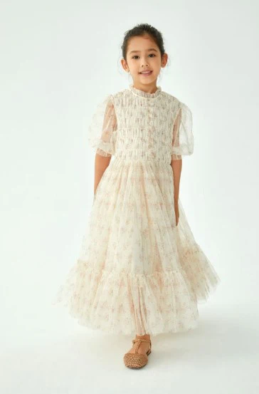CERA UNA VOLTA CREAM FLORAL TULLE GATHERED GOWN - Image 2