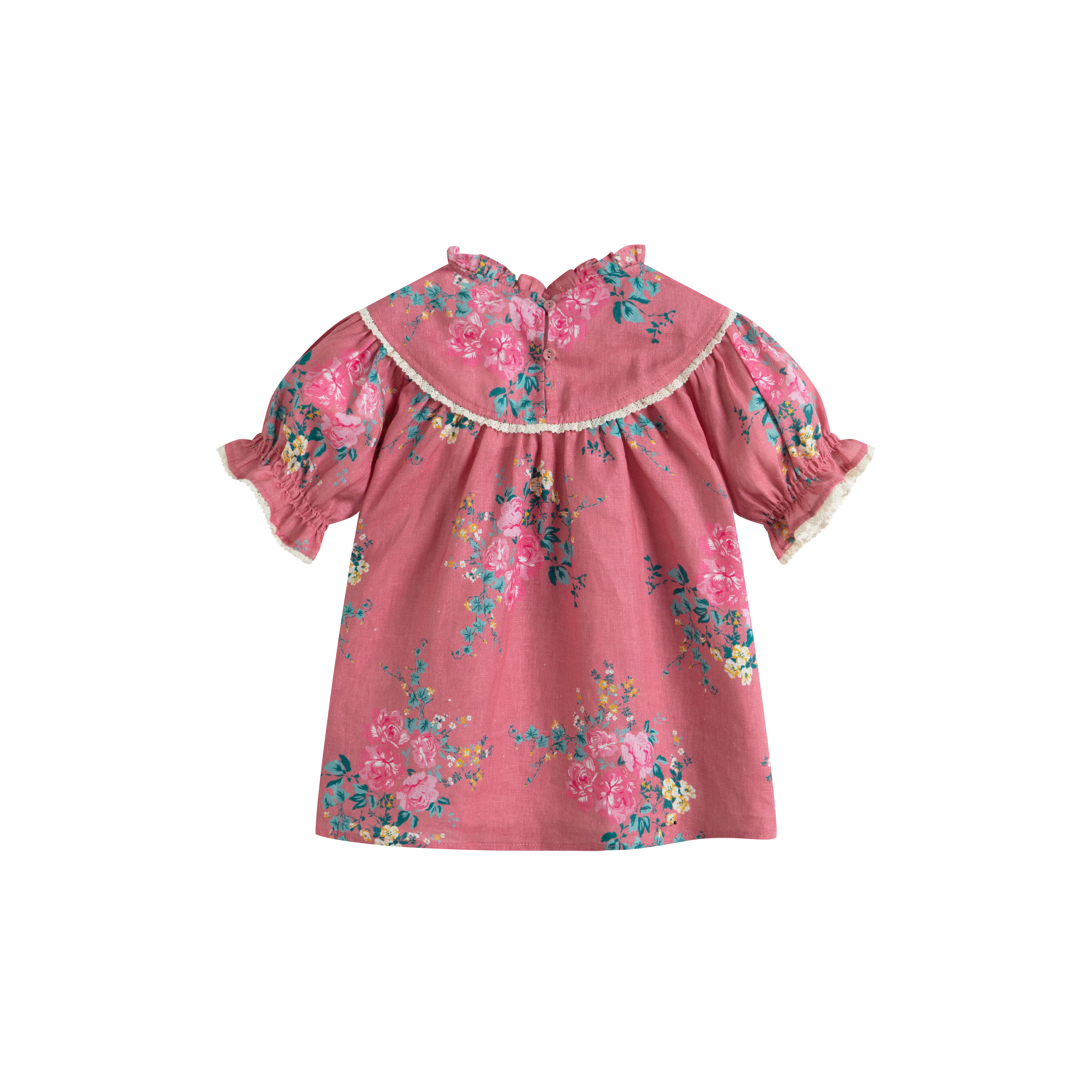 CERA UNA VOLTA DEEP PINK FLORAL LACE TRIM SHIRT [FINAL SALE] - Image 2