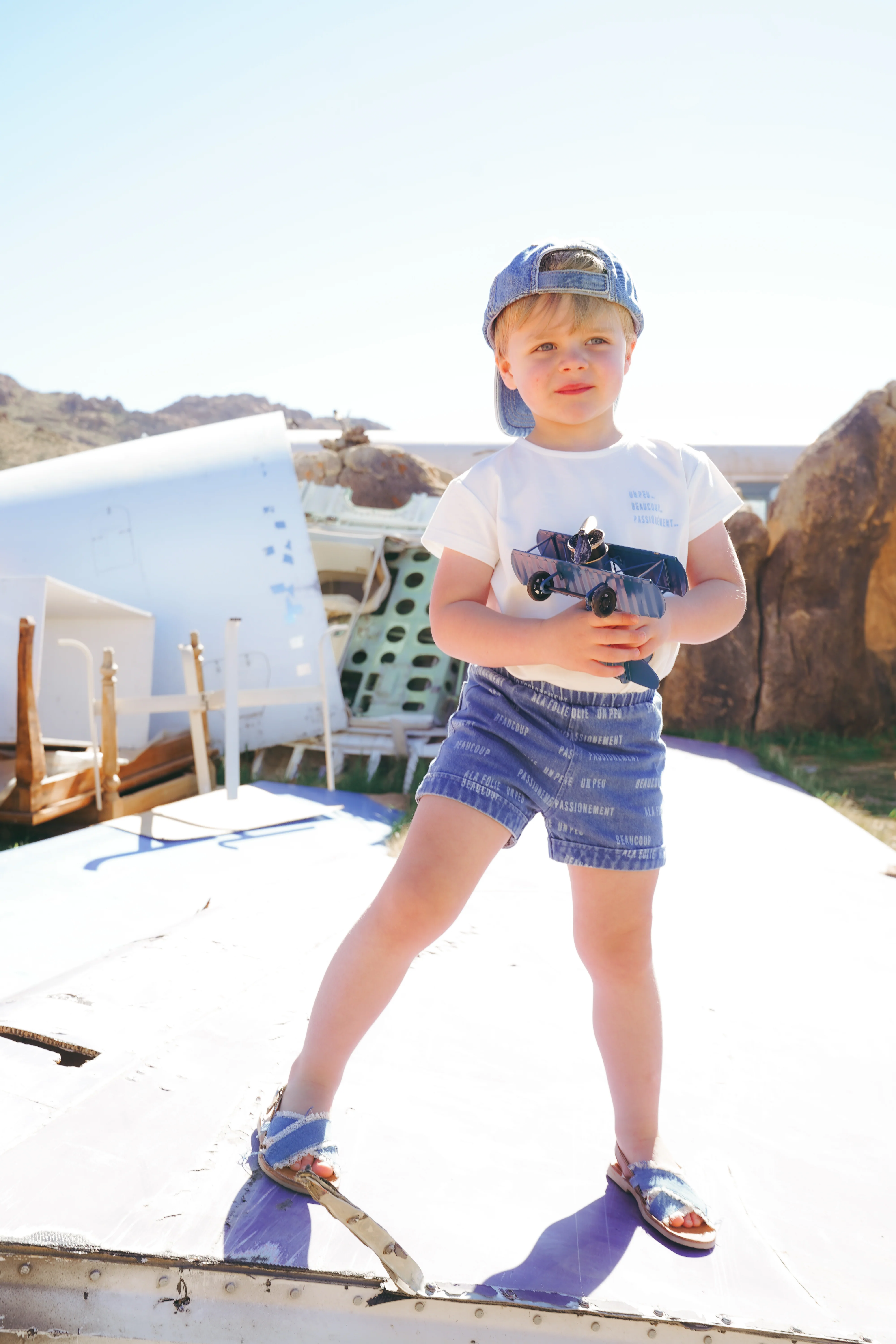 COCO BLANC BLUE DENIM WORDED SHORTS [FINAL SALE] - Image 3