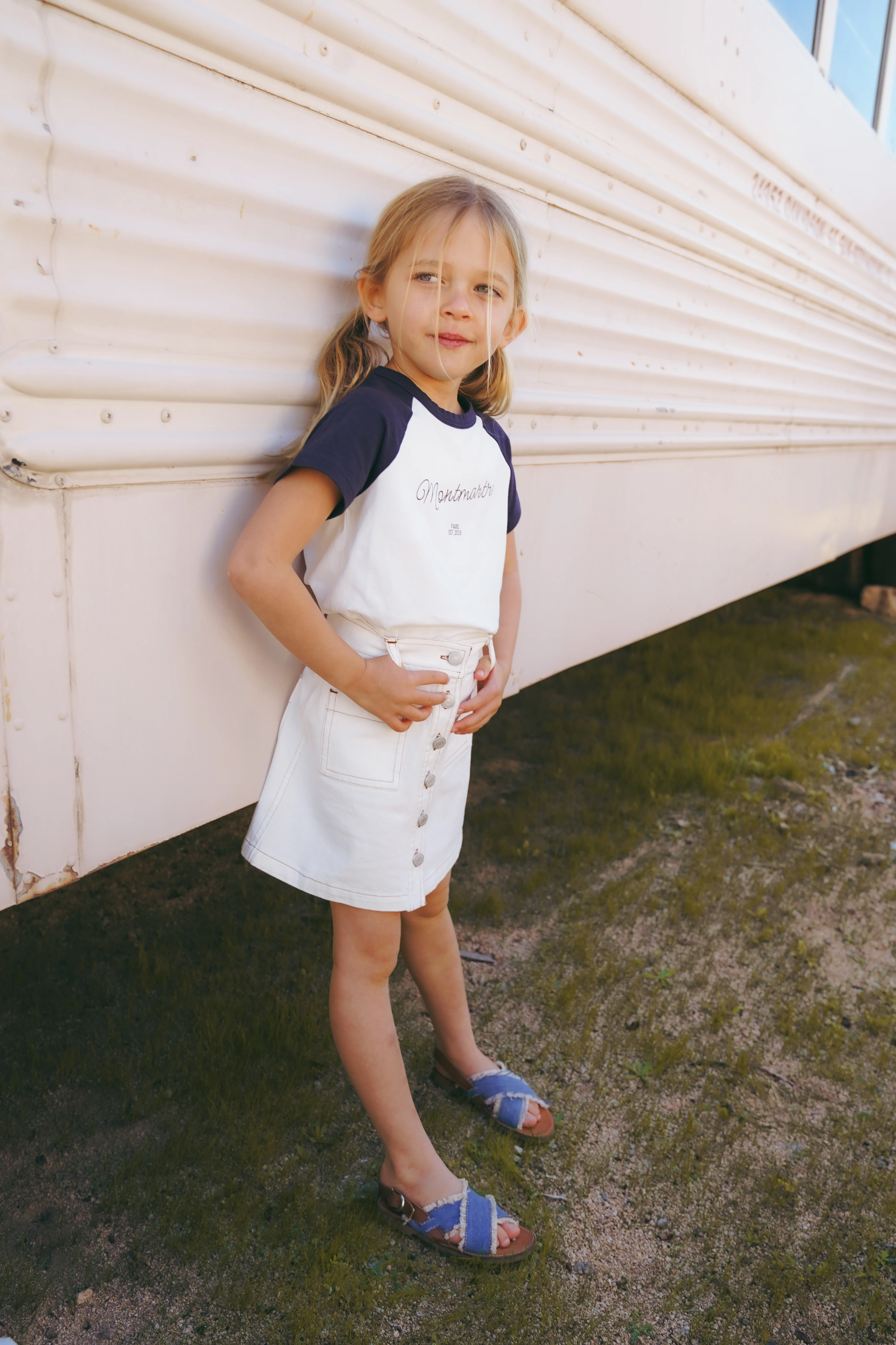 COCO BLANC WHITE DENIM POCKET SKIRT [FINAL SALE] - Image 3