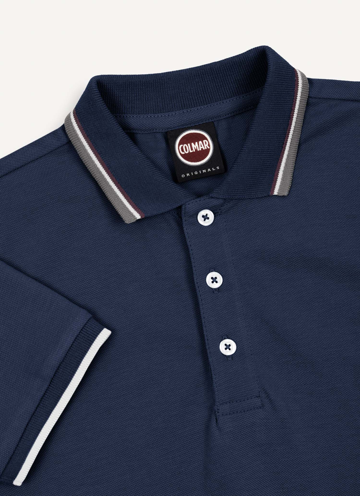 COLMAR NAVY BLUE STRIPE TRIM POLO T-SHIRT [FINAL SALE] - Image 2