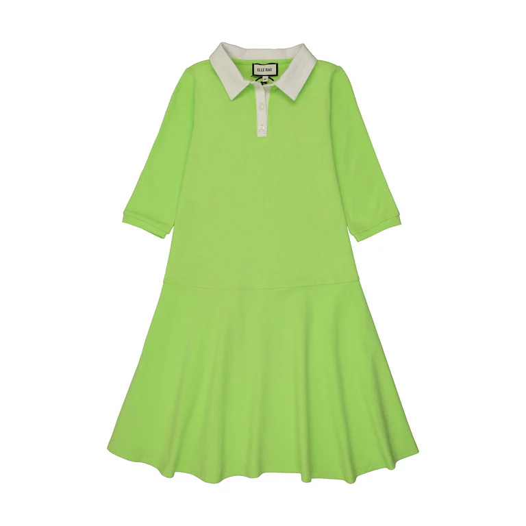 ELLE RAE LIME CONTRAST COLLAR PIQUE DRESS [FINAL SALE] - Image 2