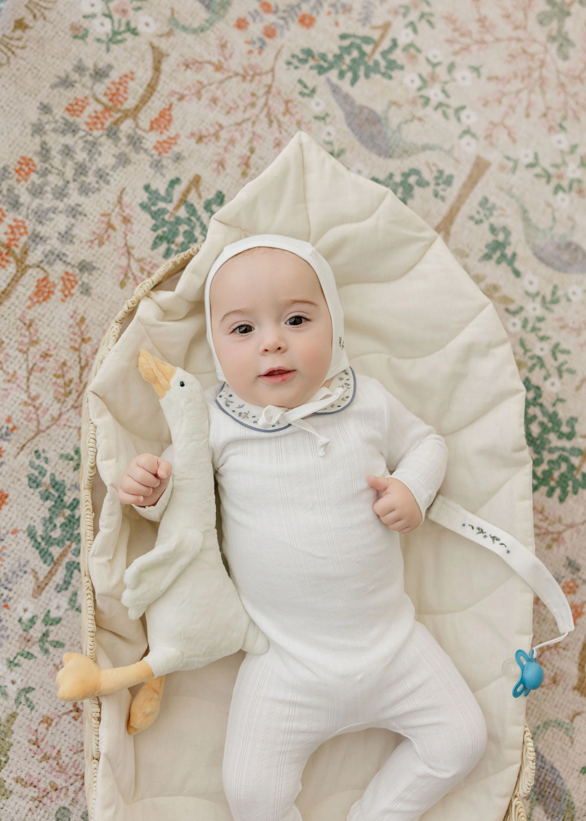 ELYS & CO IVORY/BLUE FLORAL EMBROIDERED LAYETTE SET - Image 2