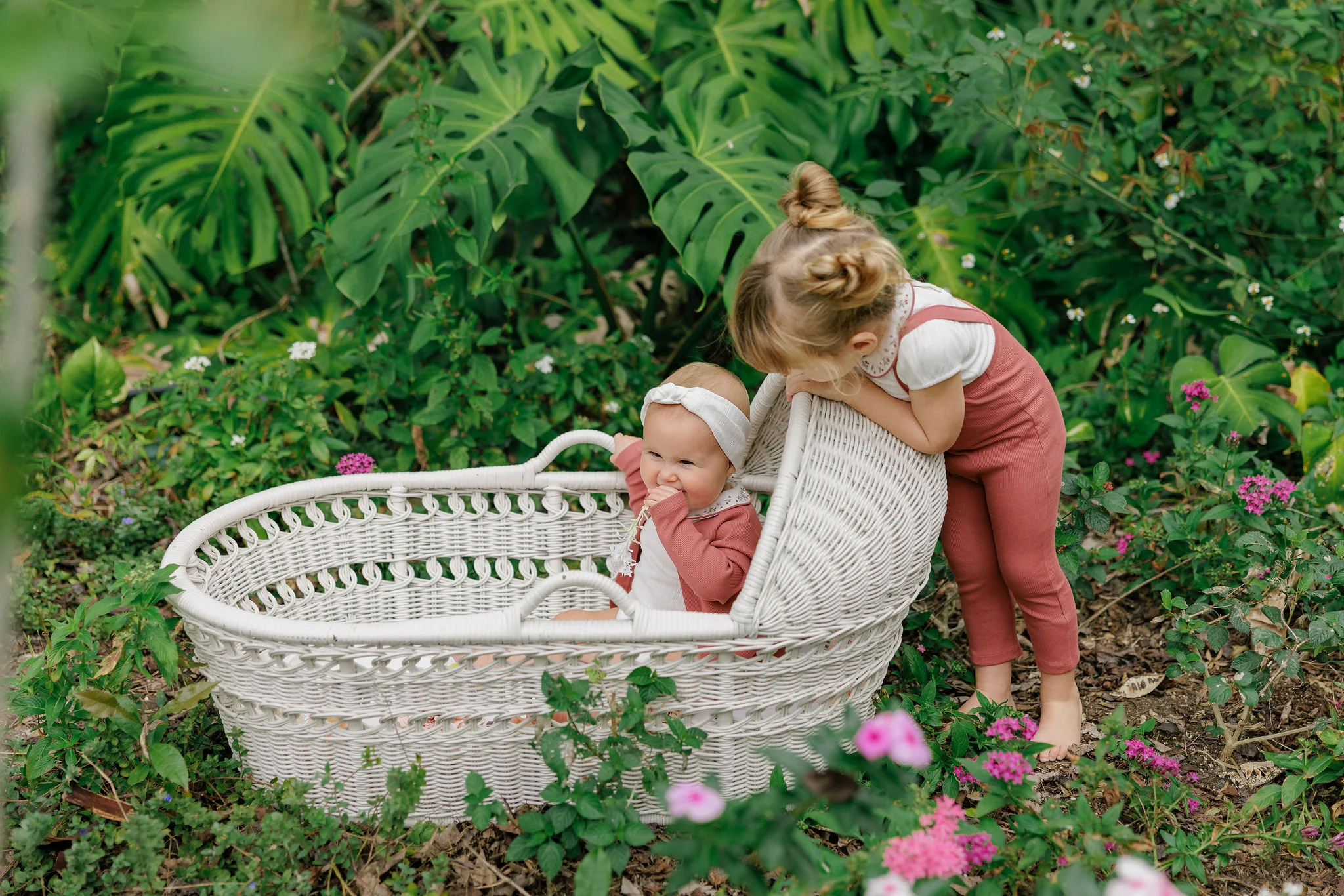 ELYS & CO IVORY/PINK FLORAL EMBROIDERED OVERALL SET [FINAL SALE] - Image 2