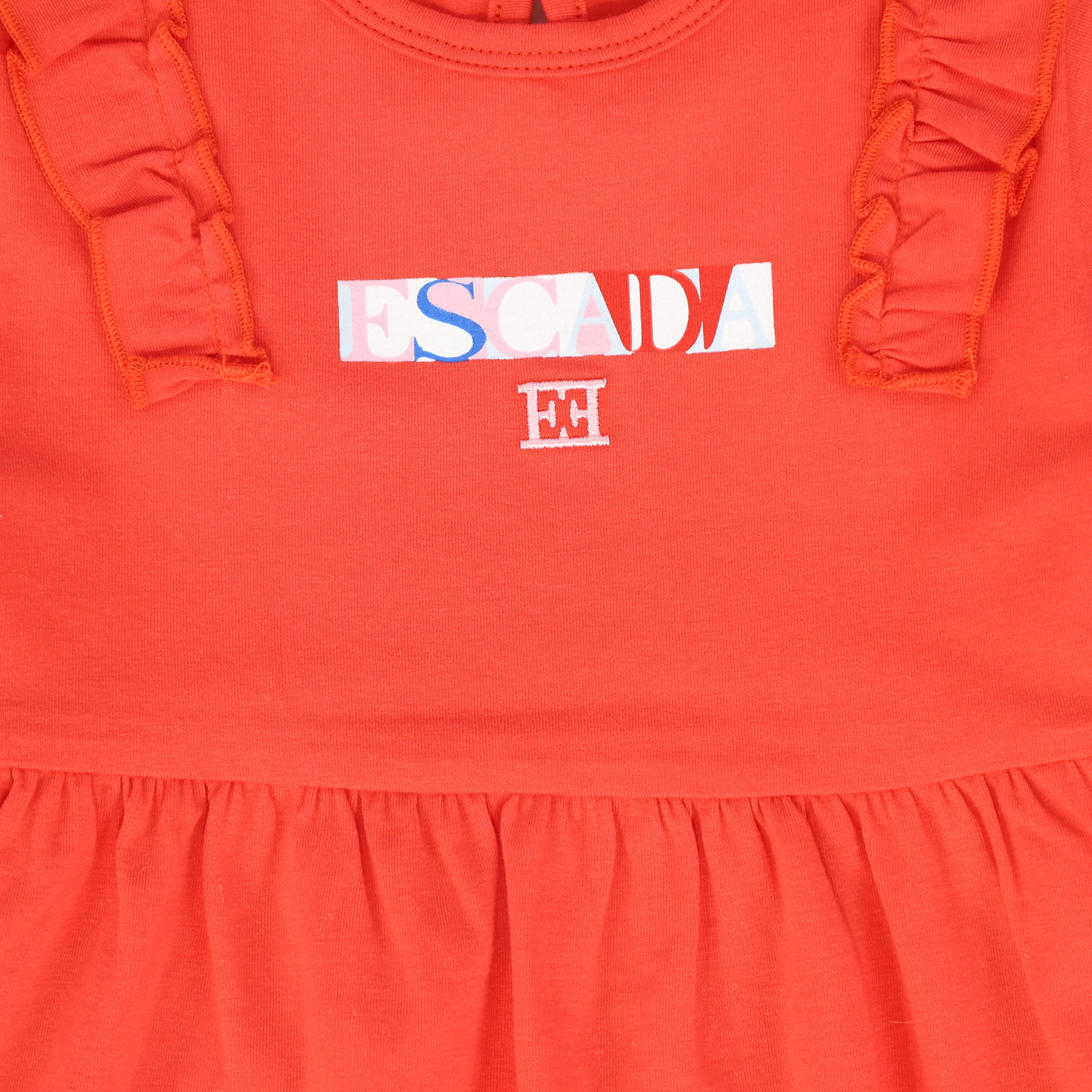 ESCADA RED RUFFLE WORDED DRESS [FINAL SALE] - Image 2