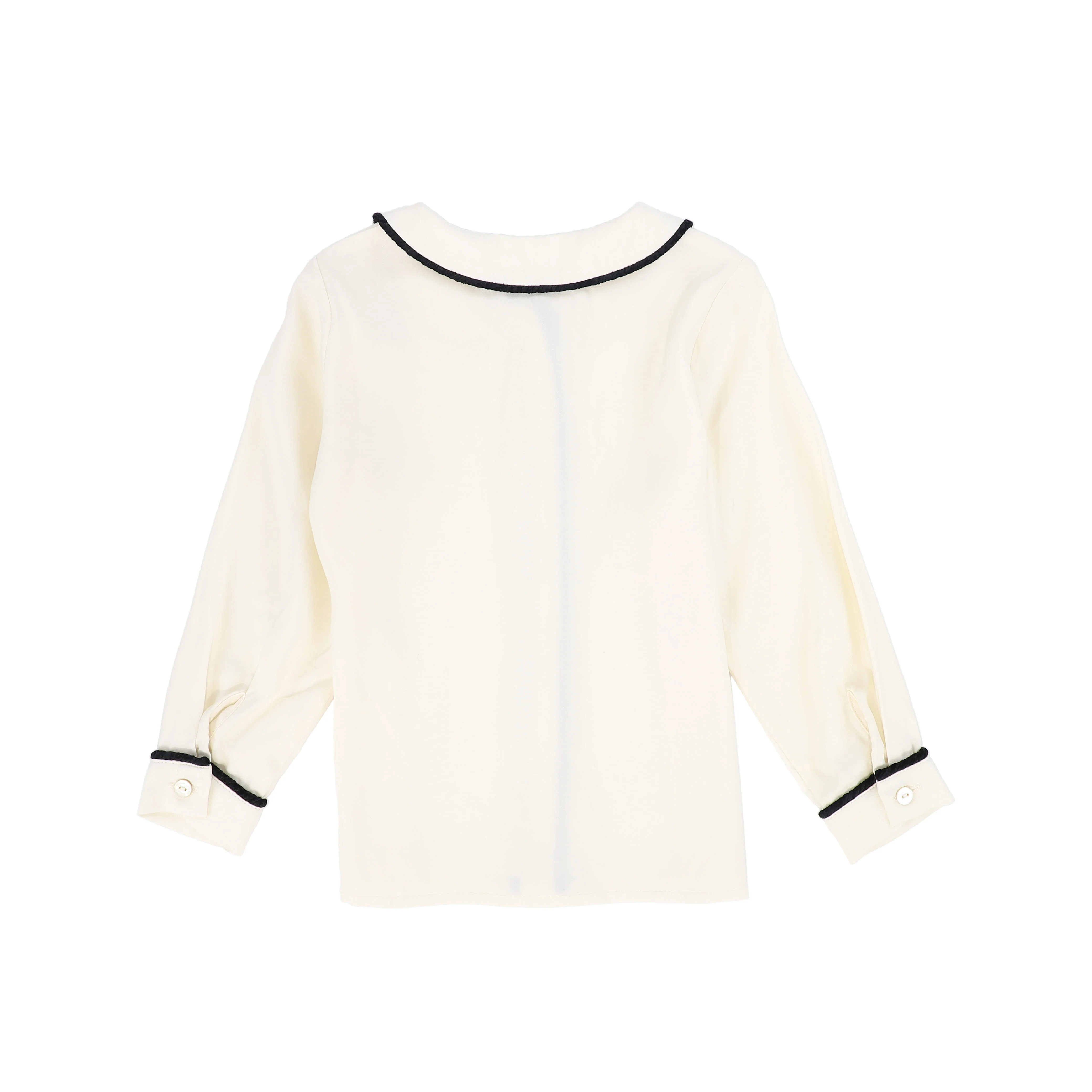 FRANCESCA GUILIANO CREAM/BLACK PIPED SILK BLOUSE [FINAL SALE] - Image 2
