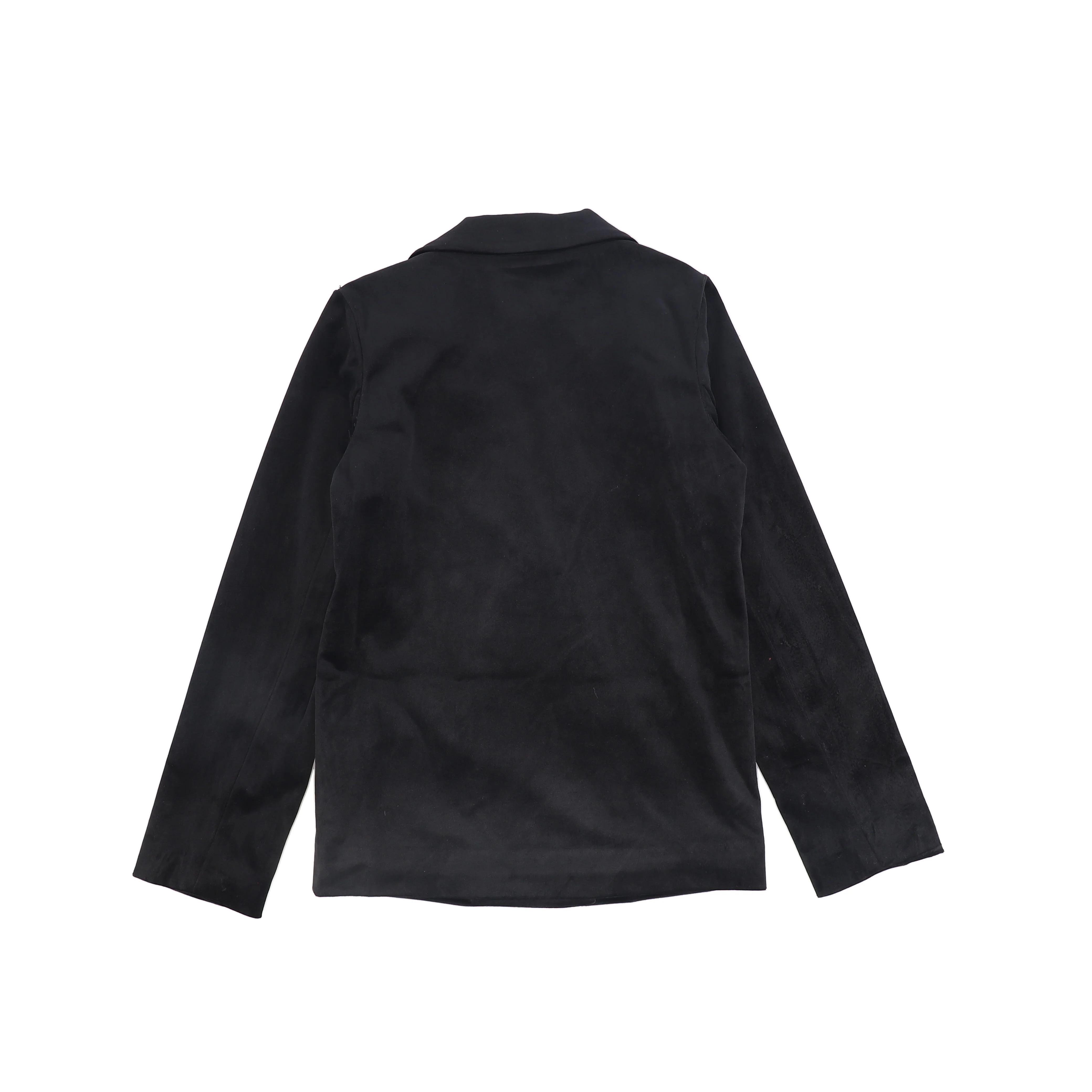 FRANCESCA GUILIANO BLACK VELVET BUTTONED BLAZER [FINAL SALE] - Image 2
