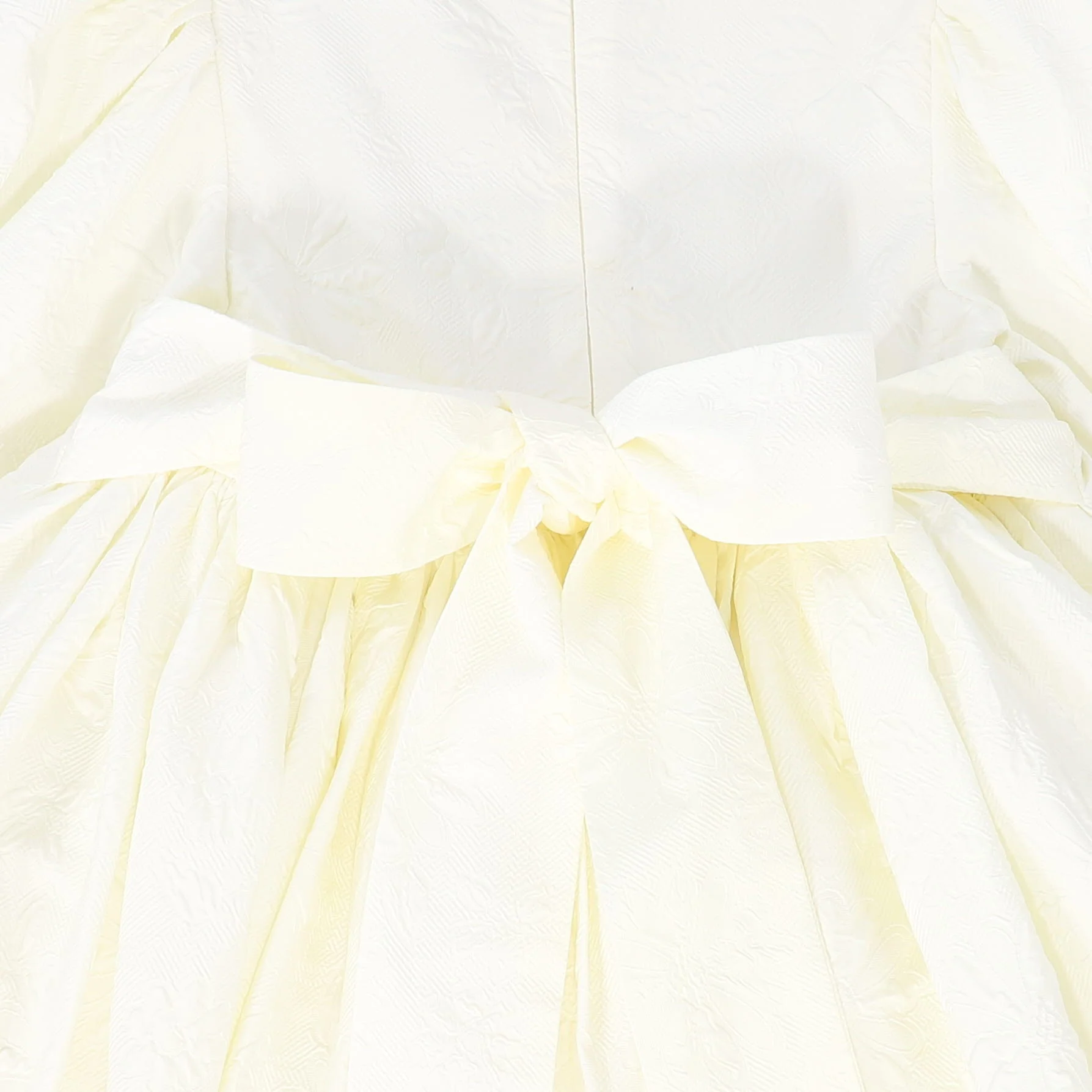 FRANCESCA GUILIANO CREAM EMBOSSED FLOWER HIGH WAIST FLUTTER SLEEVE GOWN - Image 3