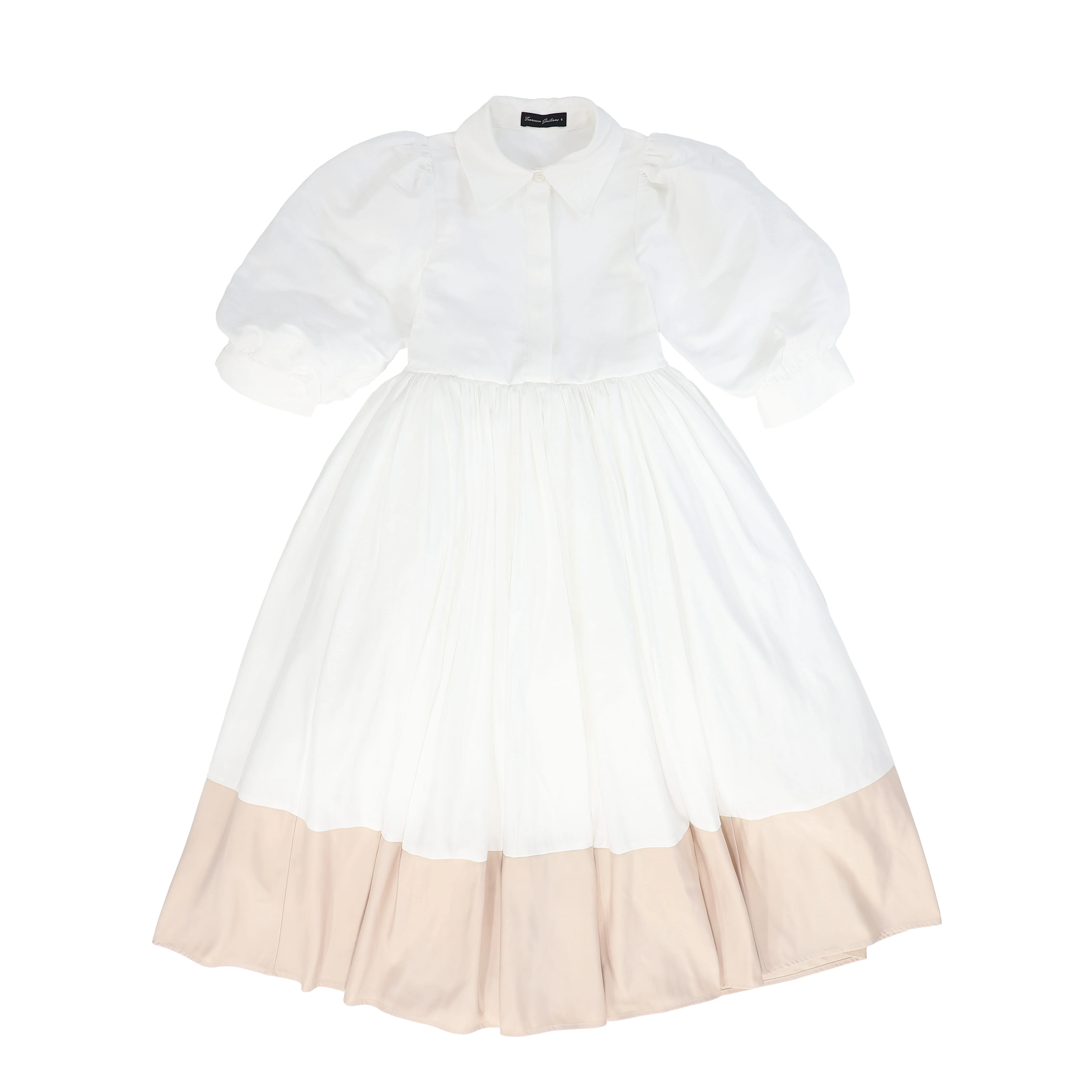 FRANCESCA GUILIANO IVORY COLORBLOCK COLLAR GOWN