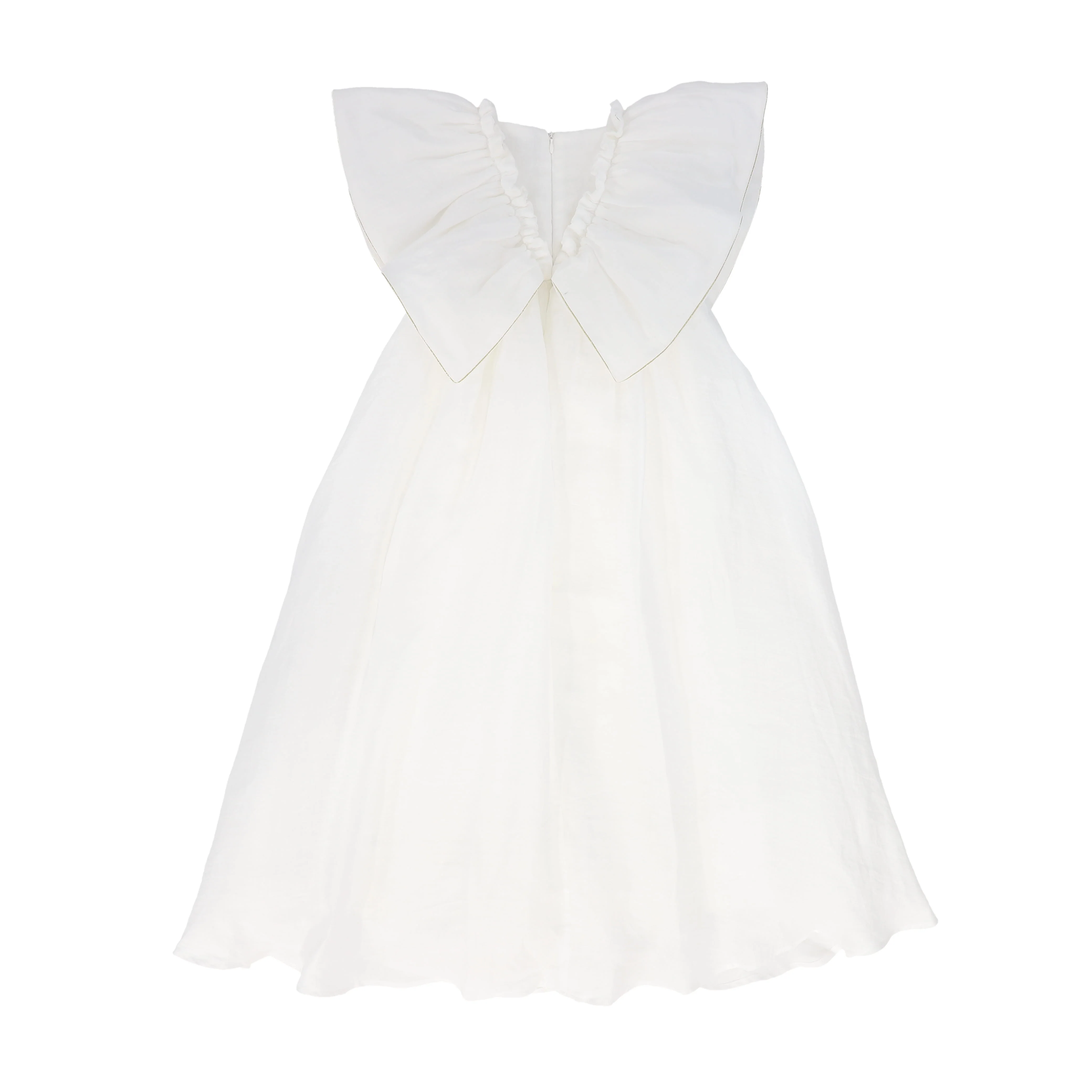 FRANCESCA GUILIANO IVORY GATHERED FLUTTER SLEEVE GOWN - Image 2