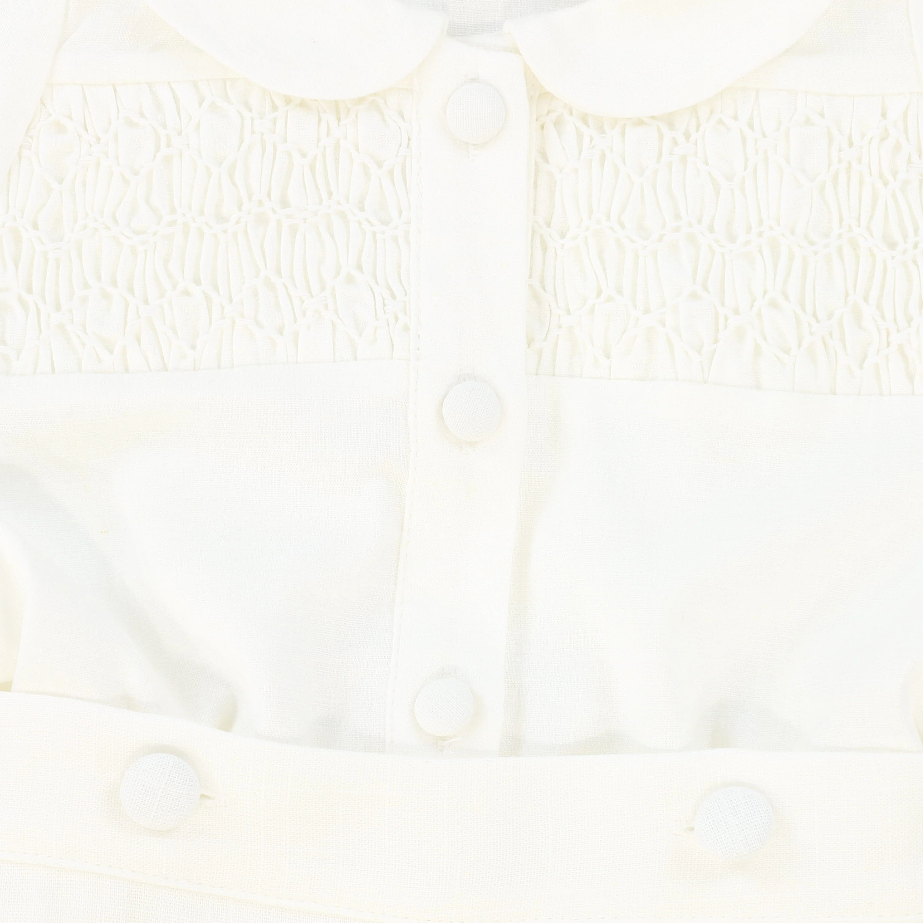 FRANCESCA GUILIANO IVORY LINEN SMOCKED COLLAR SET [FINAL SALE] - Image 2