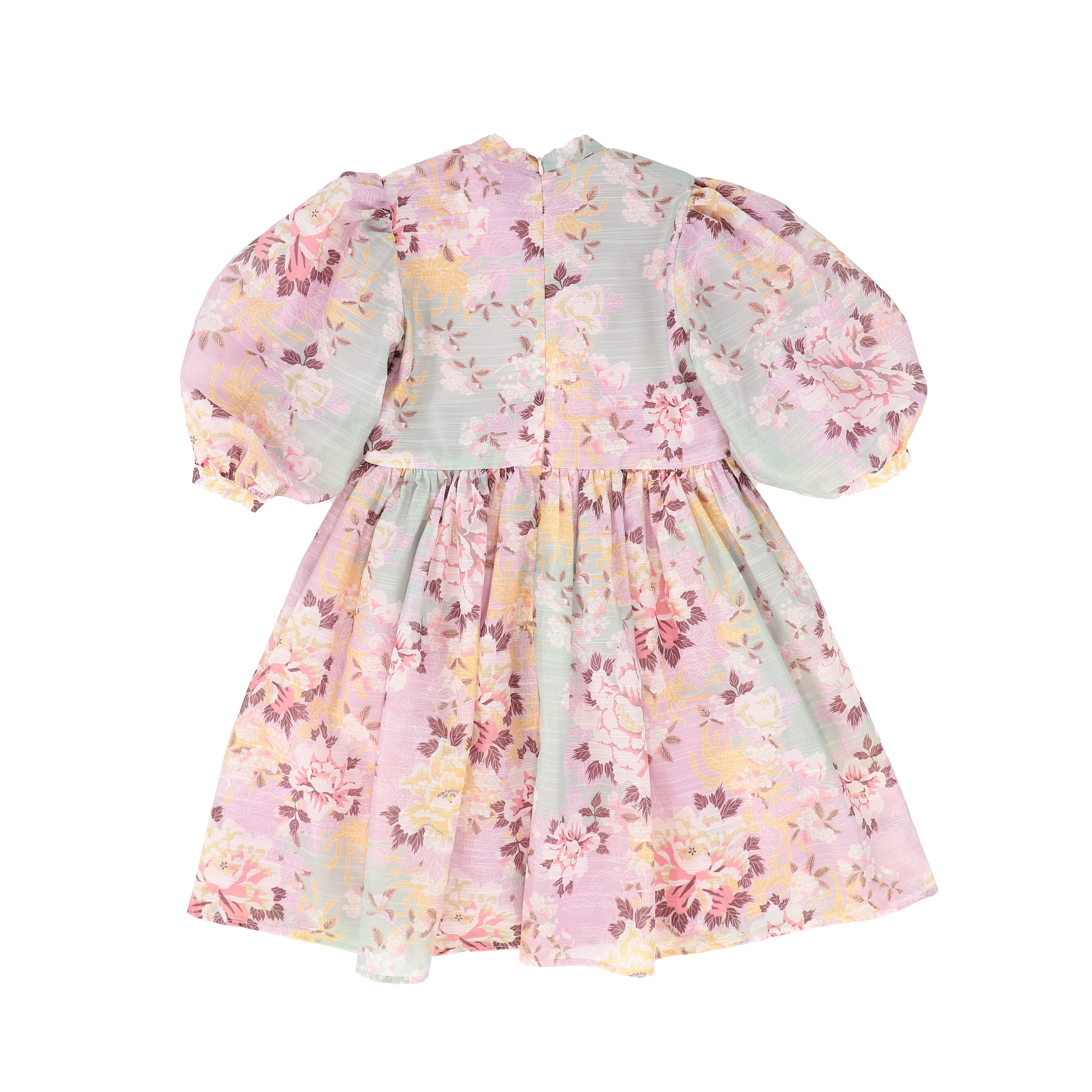 FRANCESCA GUILIANO PINK PASTEL FLORAL PUFF SLEEVE DRESS [FINAL SALE] - Image 2