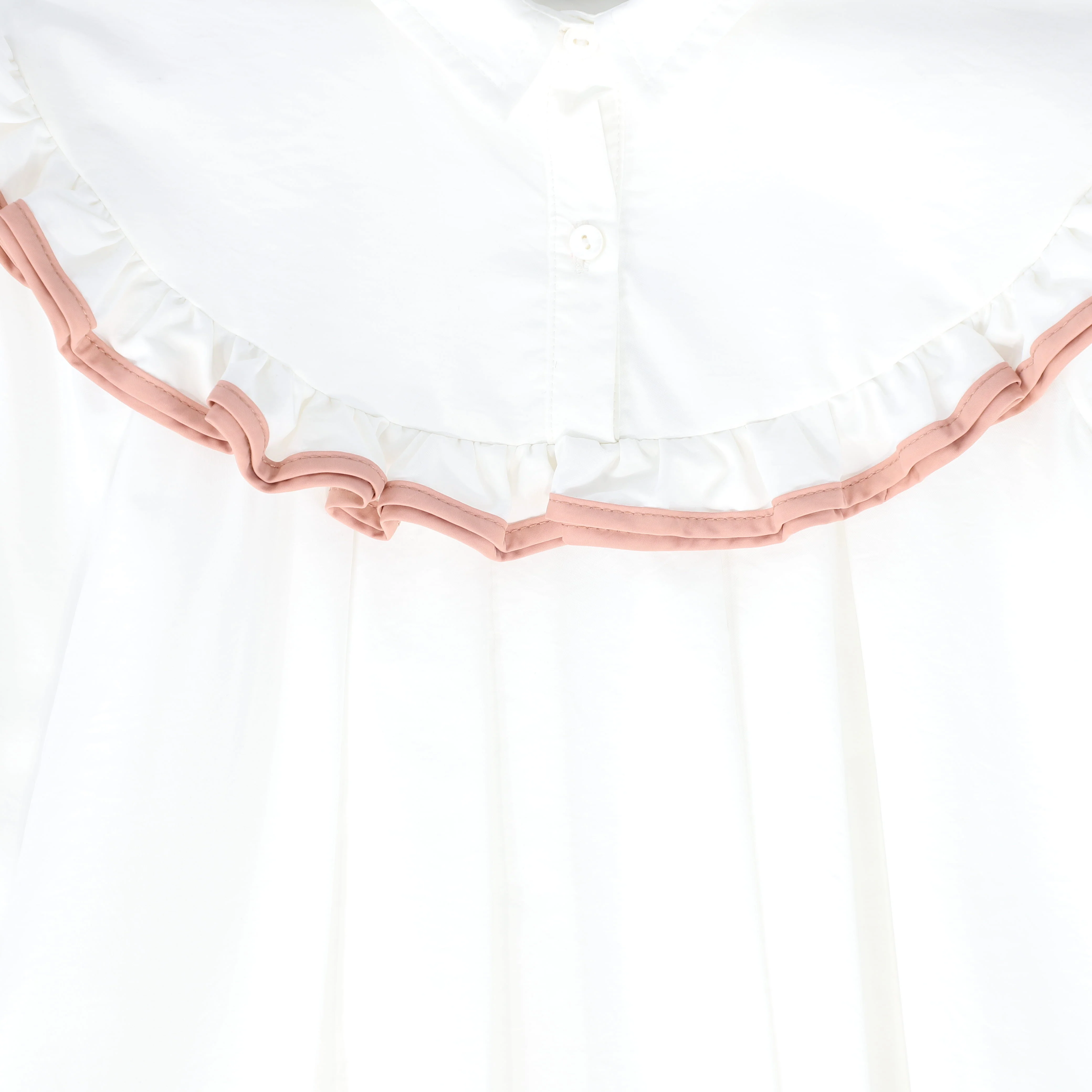 FRANCESCA GUILIANO WHITE/SALMON PIPED RUFFLE TRIM COLLAR BLOUSE [FINAL SALE] - Image 3