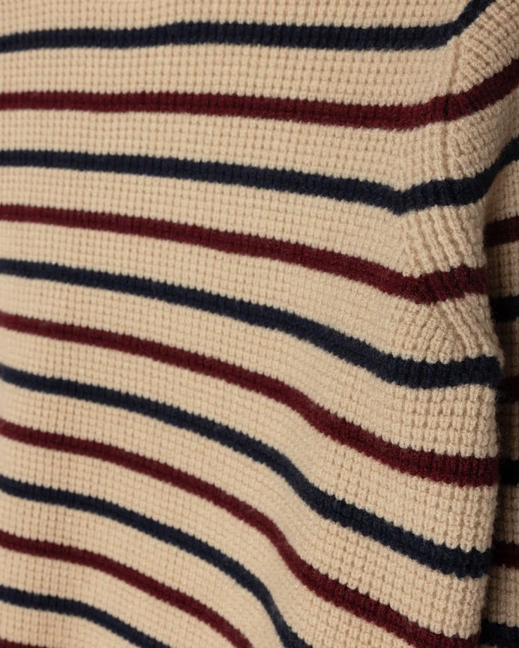 HARPER JAMES OATMEAL STRIPE WAFFLE KNIT SWEATER [FINAL SALE] - Image 2