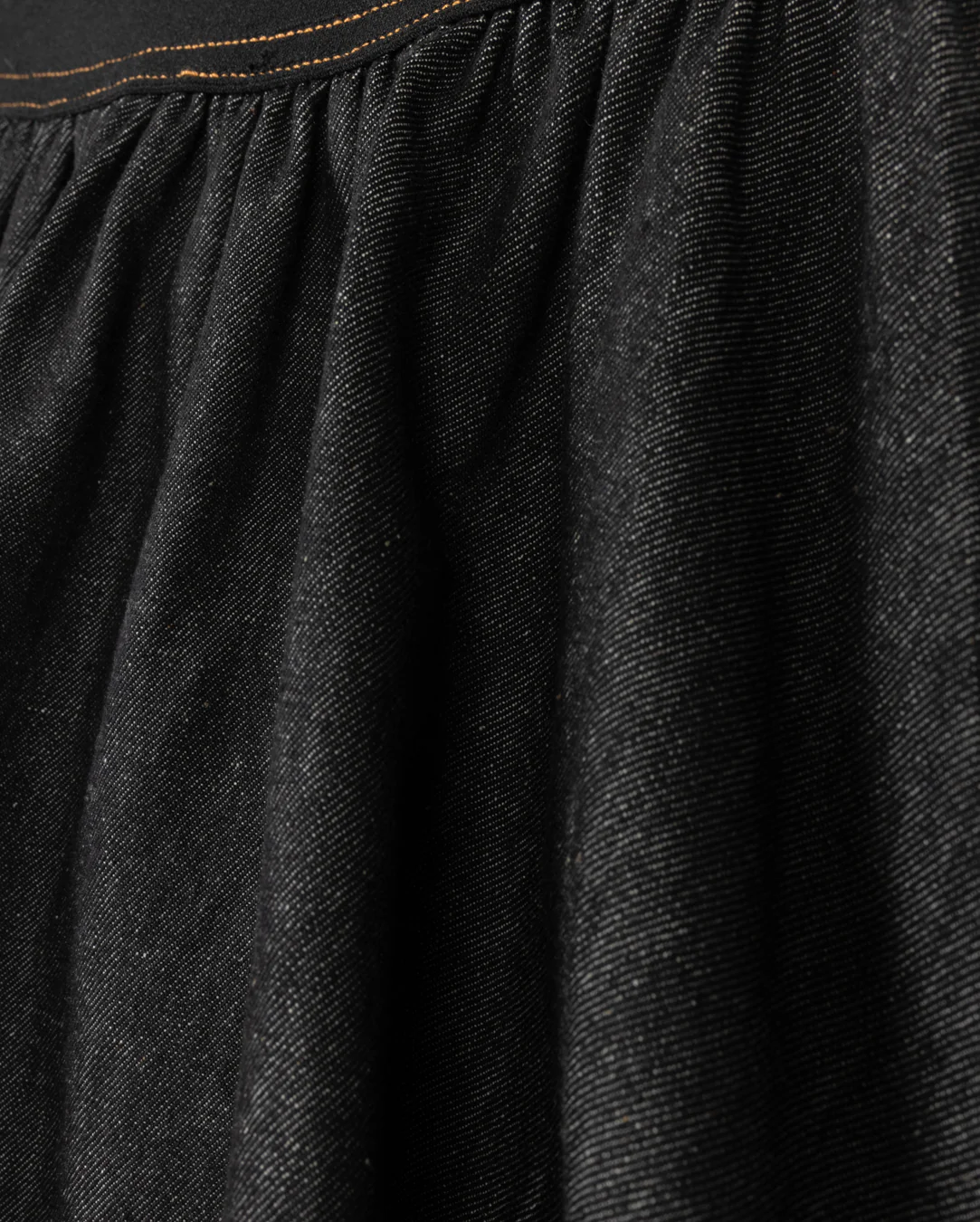 HELLO YELLOW BLACK DENIM WIDE WAISTED SKIRT [FINAL SALE] - Image 2