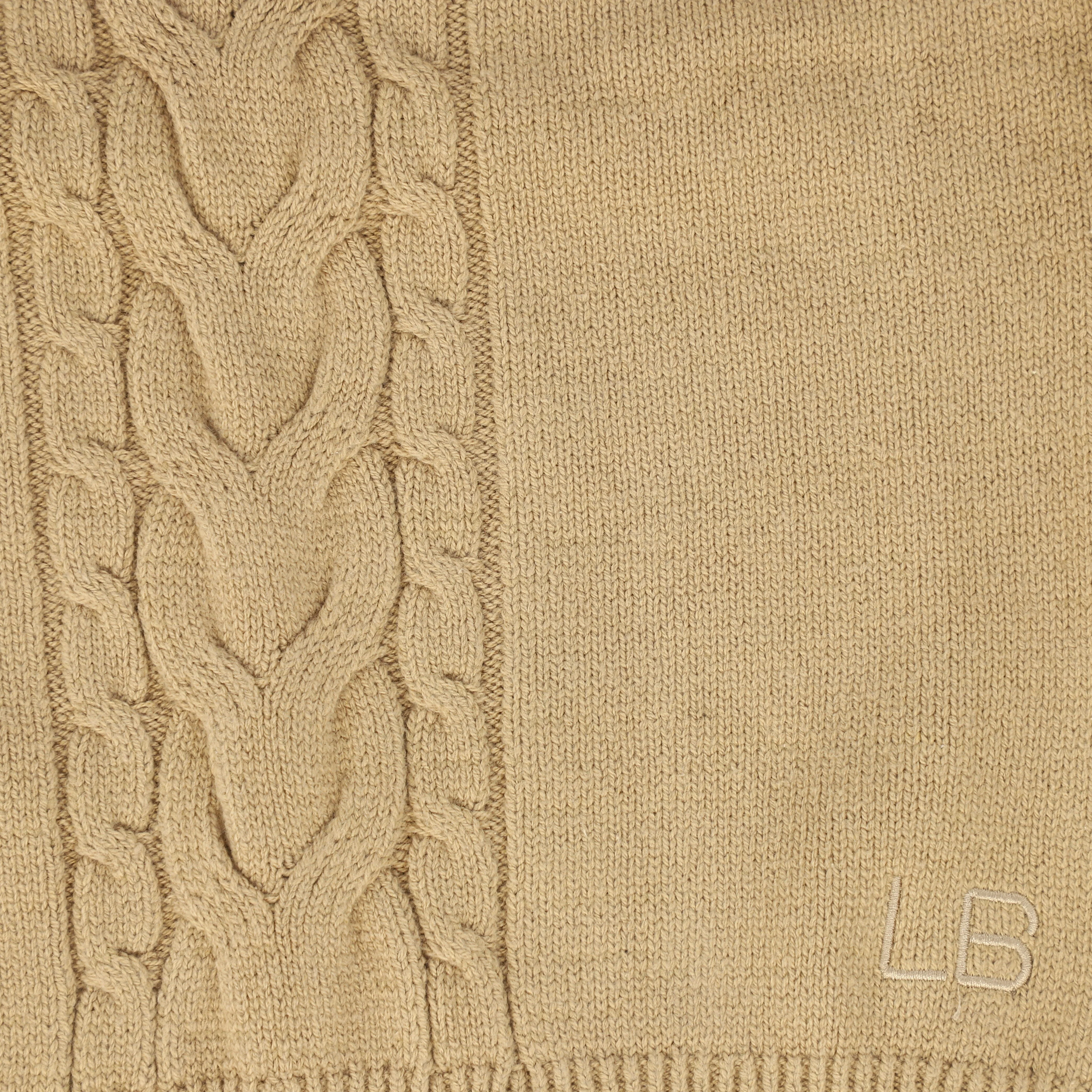 Le Bourdon Beige Braided Knit Crew Sweater [FINAL SALE] - Image 3