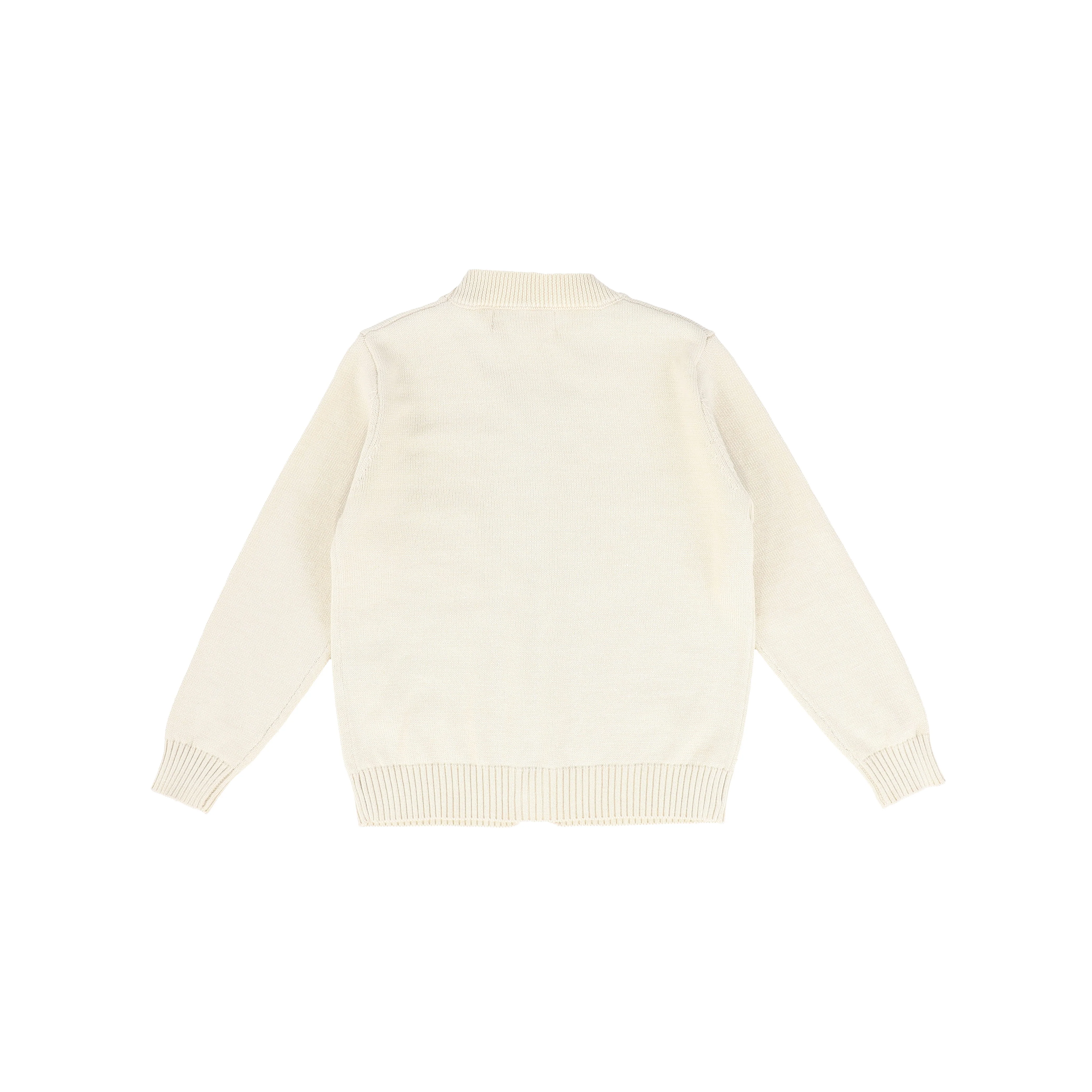 LE BOURDON BEIGE KNIT CABLE STRIPE COLLAR CARDIGAN [FINAL SALE] - Image 2
