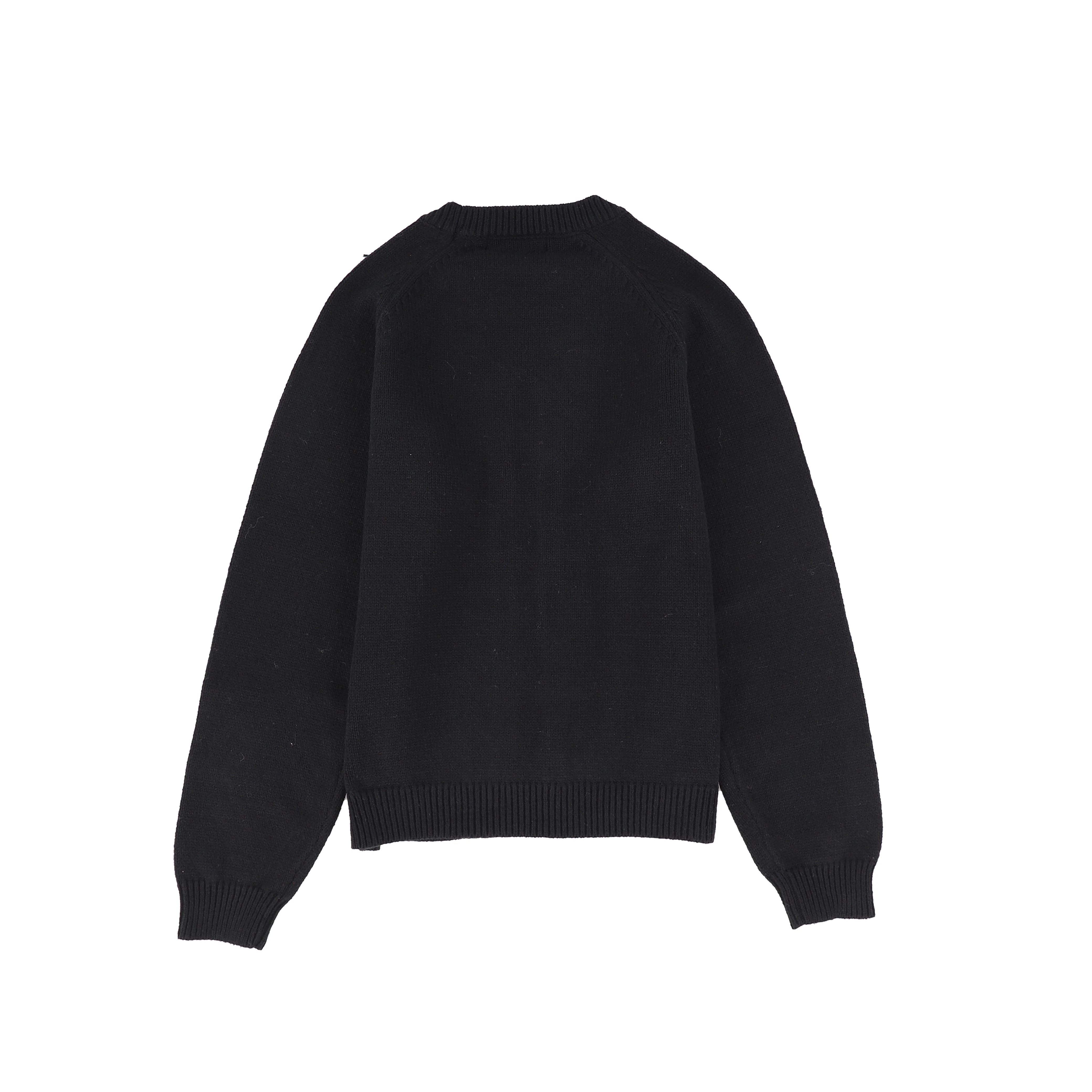 Le Bourdon Black Braided Knit Crew Sweater [FINAL SALE] - Image 2