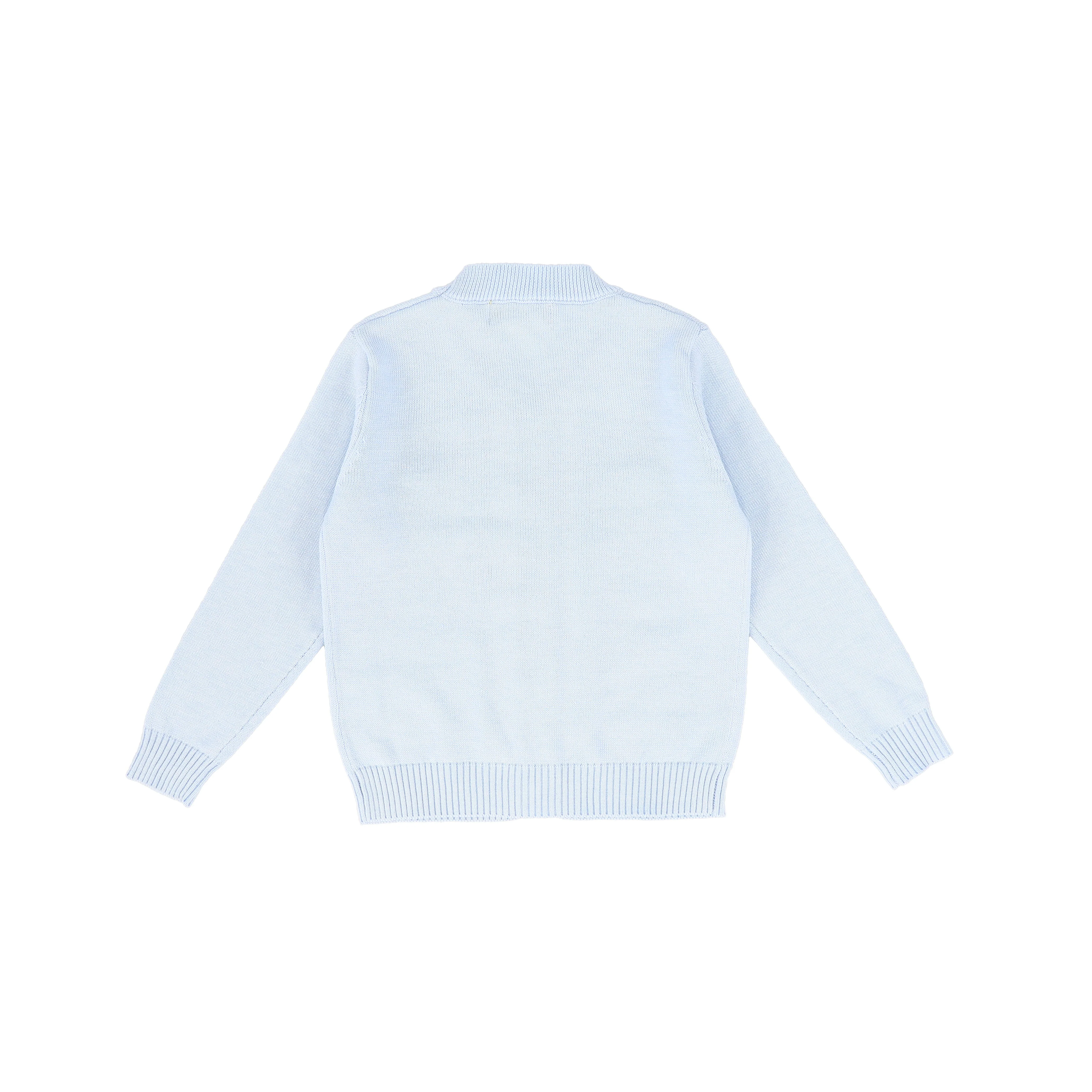 LE BOURDON BLUE KNIT CABLE STRIPE COLLAR CARDIGAN [FINAL SALE] - Image 2