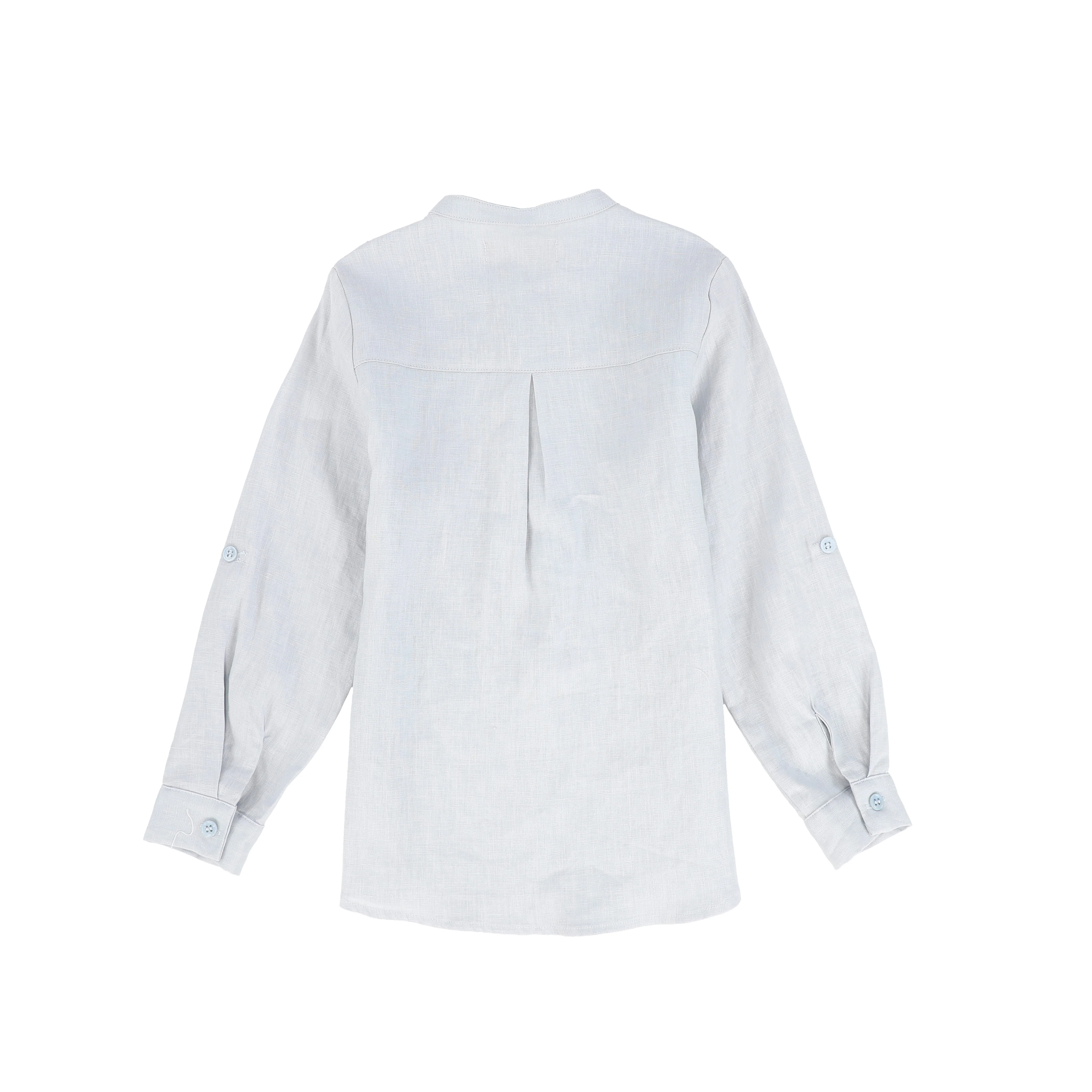 LE BOURDON BLUE LINEN BUTTON BLOUSE [FINAL SALE] - Image 2