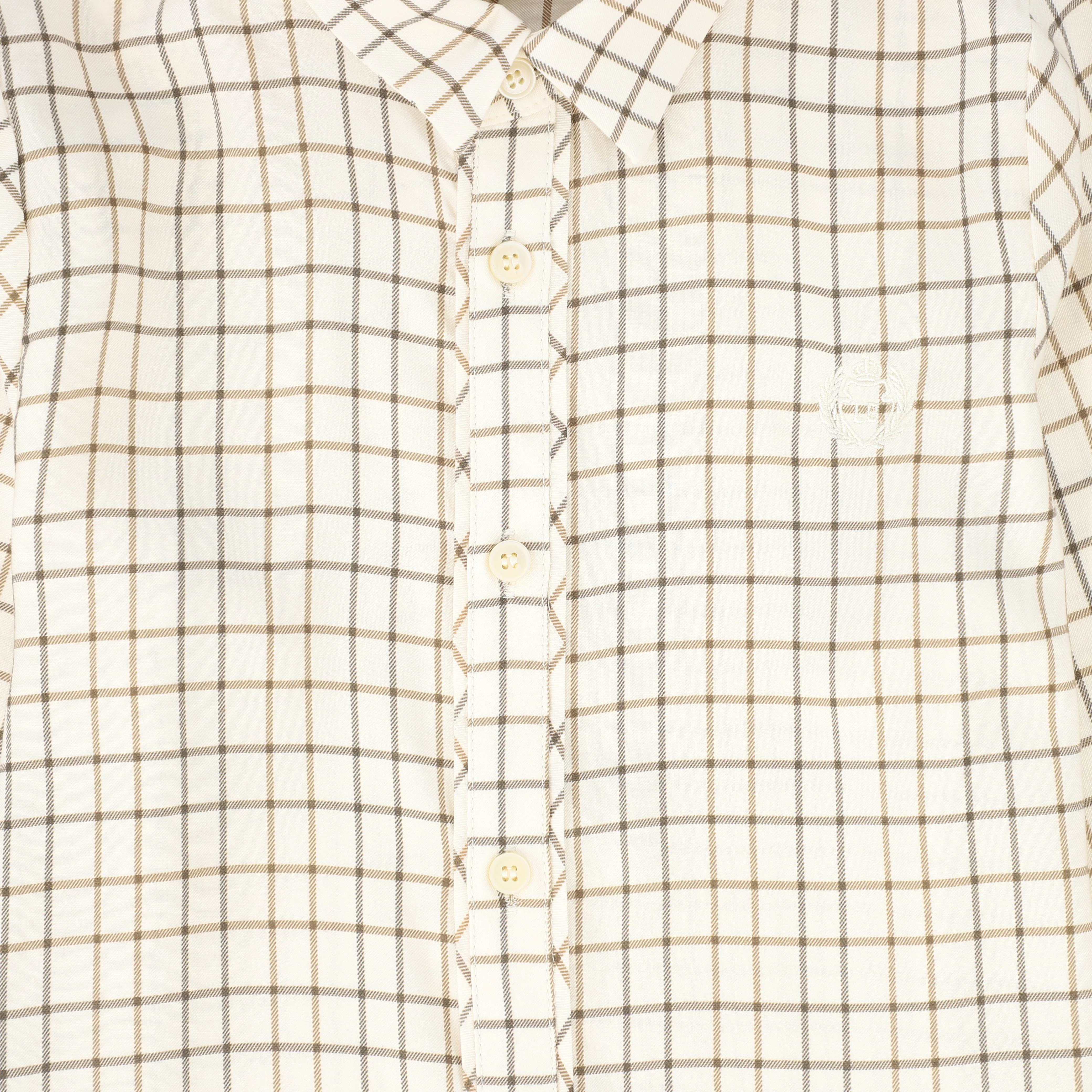 LE BOURDON BEIGE/BROWN WINDOWPANE BLOUSE [FINAL SALE] - Image 3