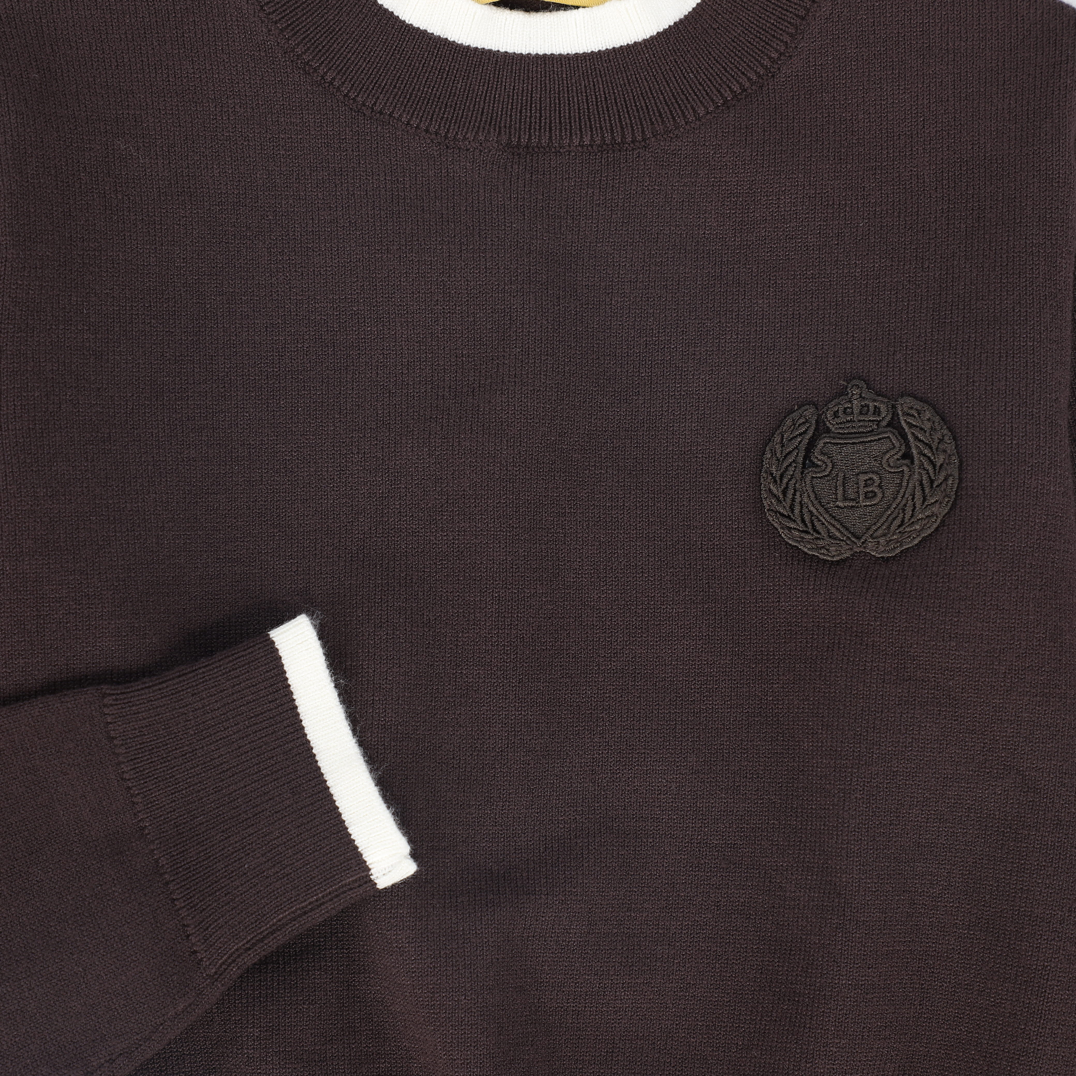 LE BOURDON BROWN TRIM BORDER SWEATER [FINAL SALE] - Image 3