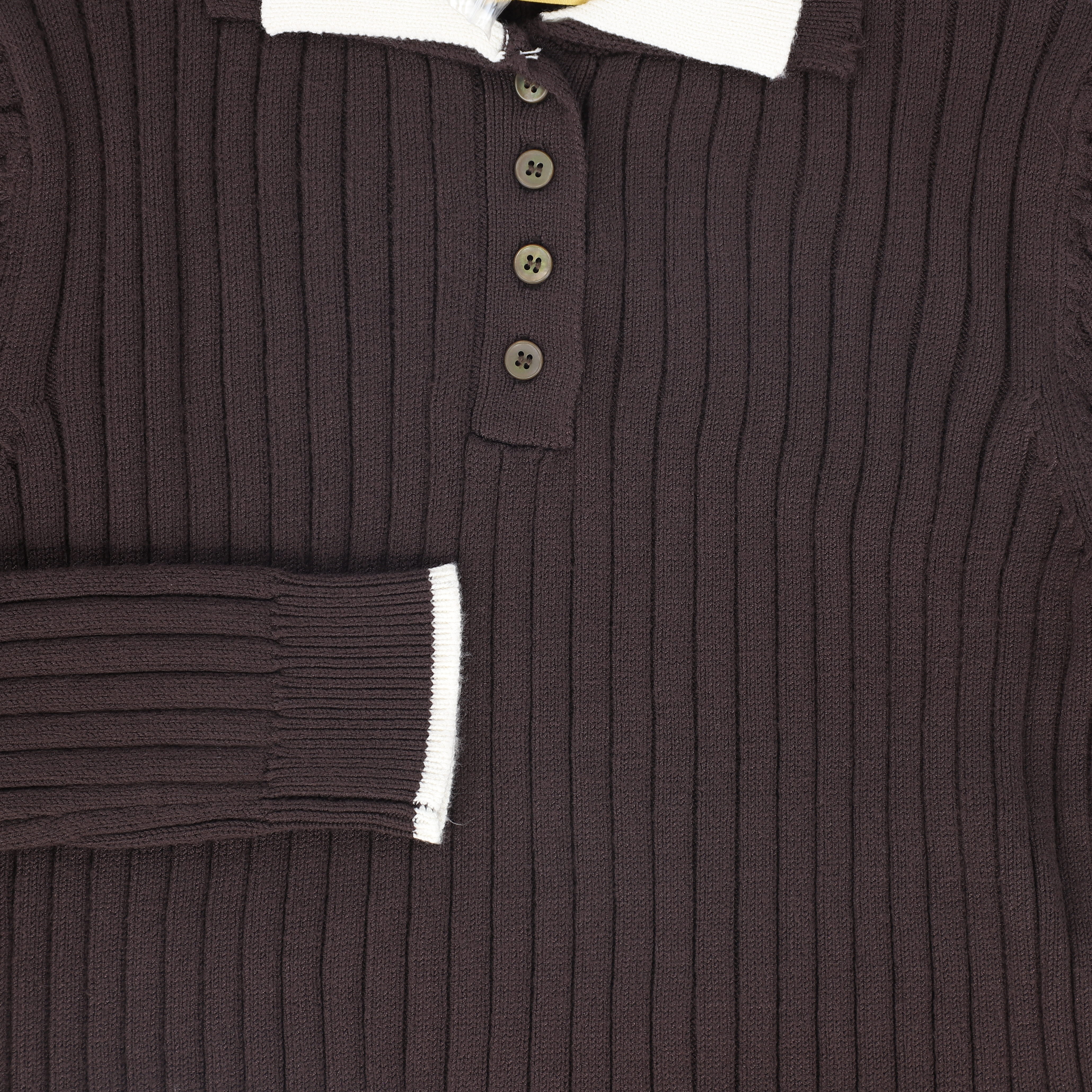 LE BOURDON BROWN WIDE RIBBED COLLAR SWEATER [FINAL SALE] - Image 3