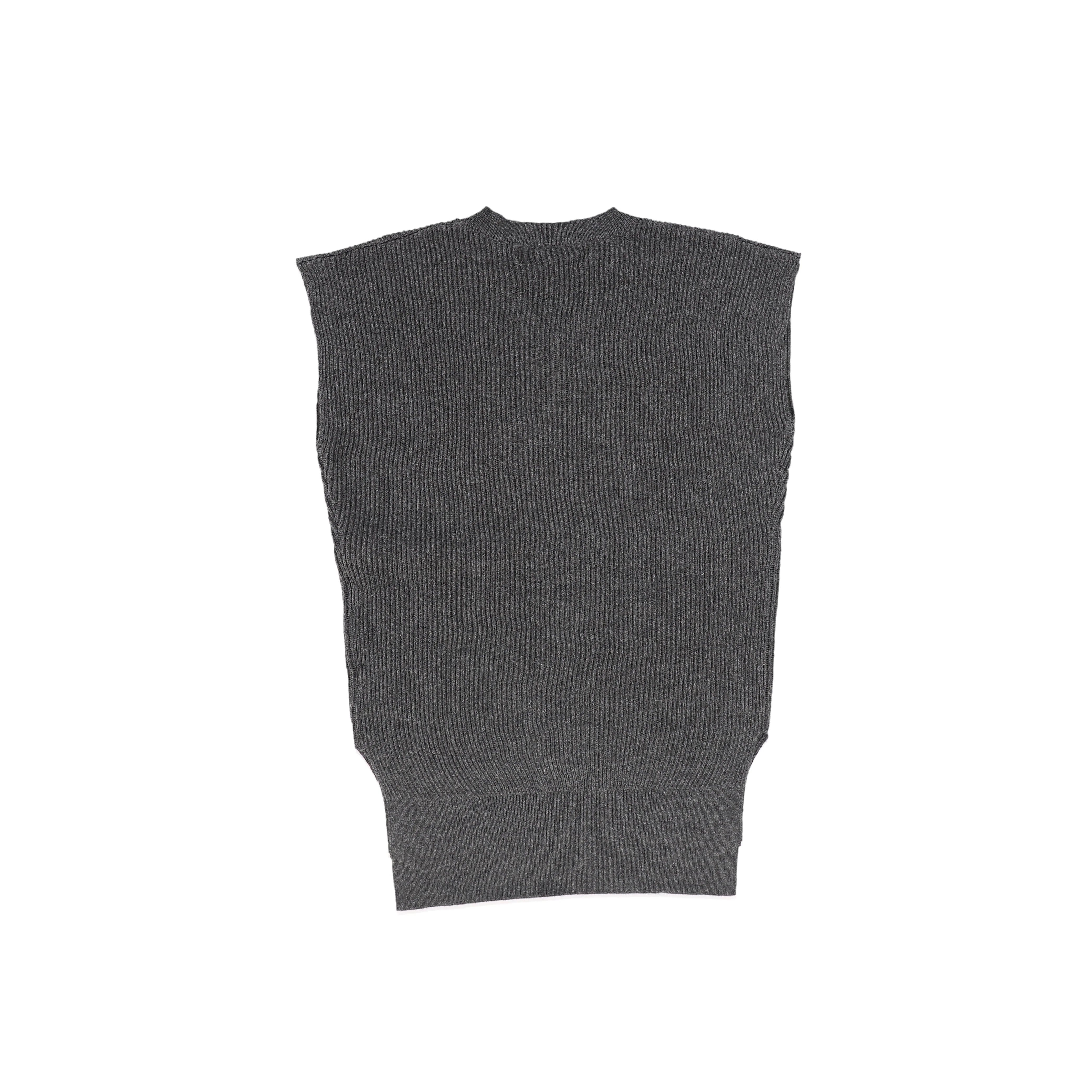 LE BOURDON CHARCOAL RIBBED KNIT V NECK VEST [FINAL SALE] - Image 2