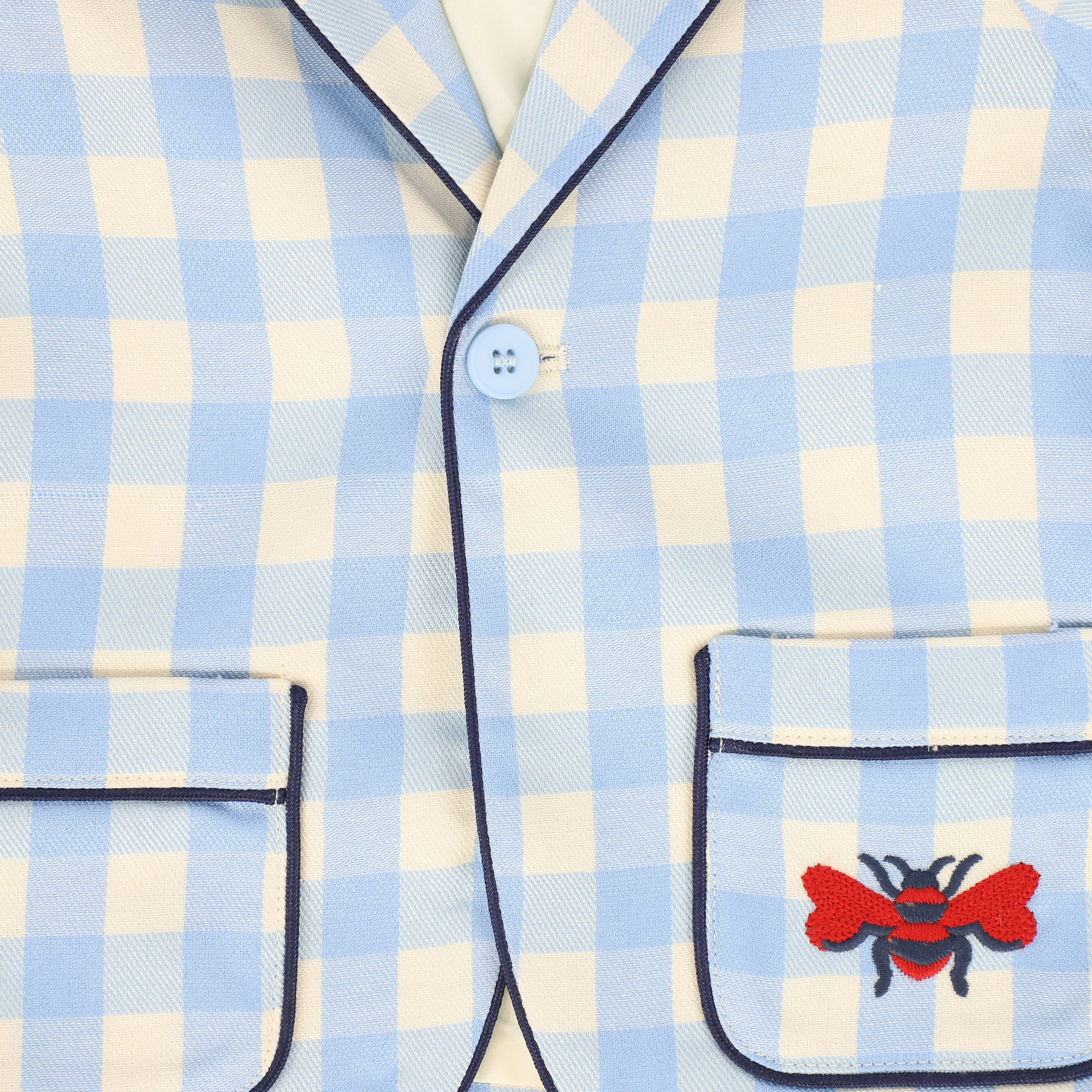 LE BOURDON LIGHT BLUE CHECKED POCKET BLAZER [FINAL SALE] - Image 3