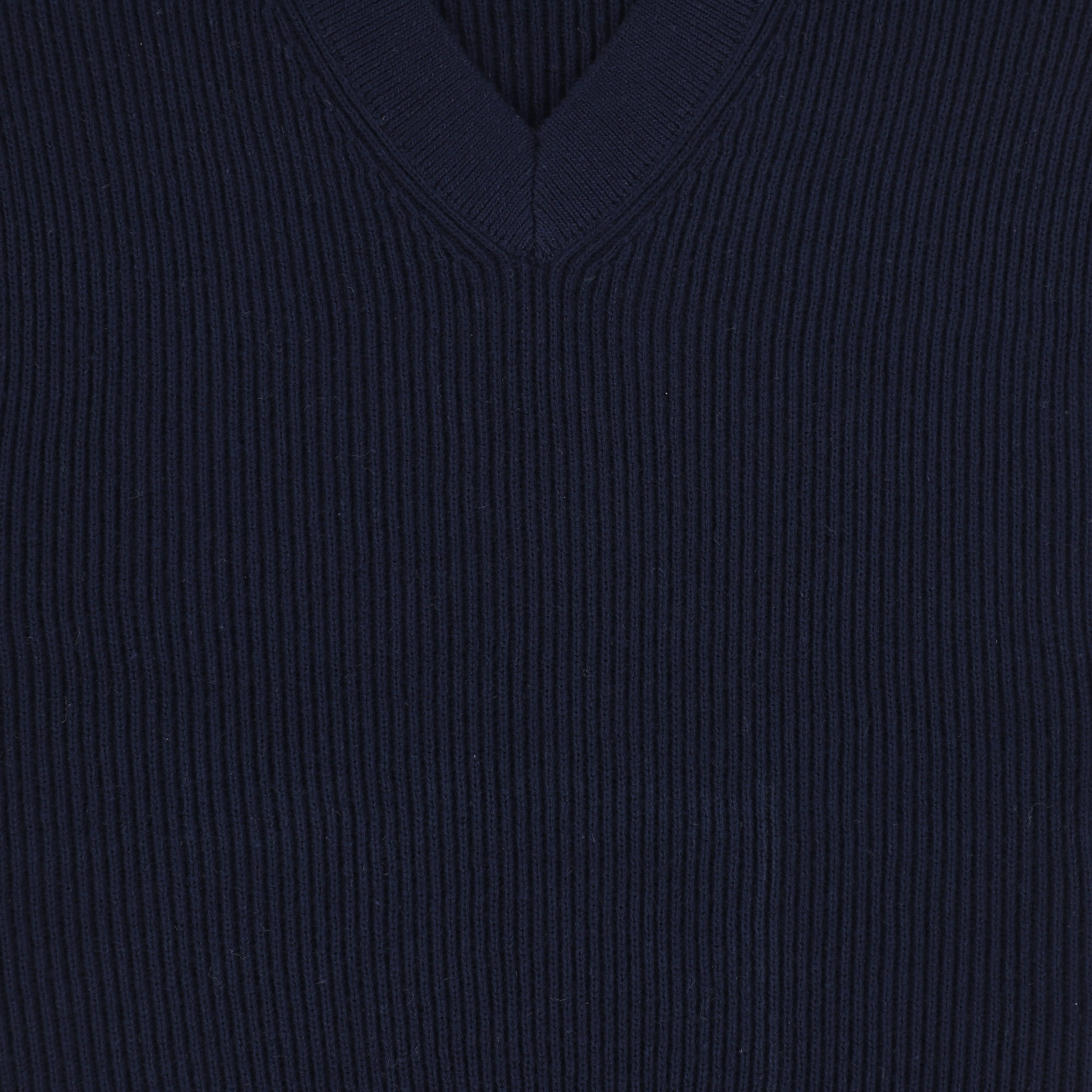 Le Bourdon Navy Ribbed Knit V Neck Vest [FINAL SALE] - Image 3