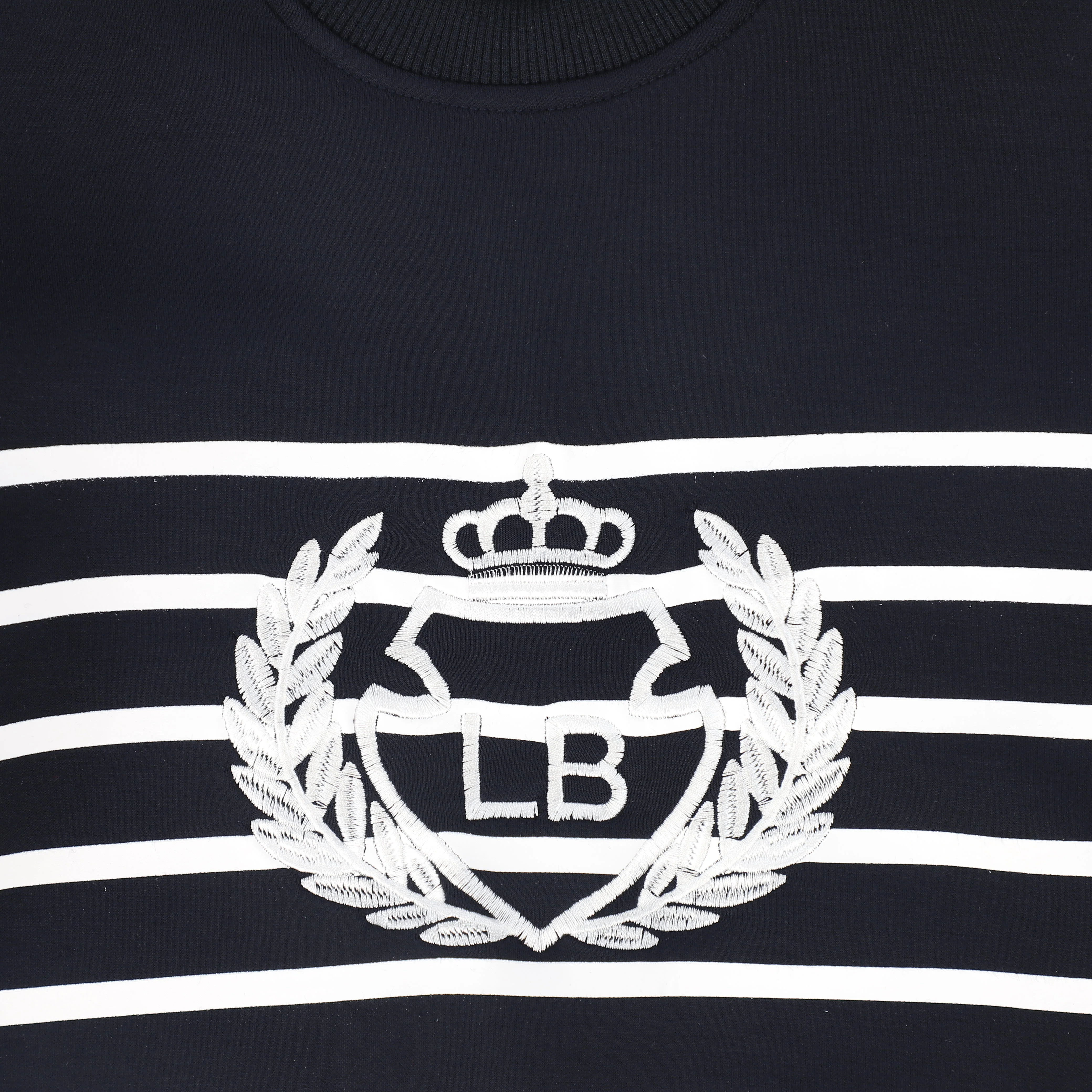 LE BOURDON NAVY STRIPED EMBROIDERED CREST SWEATSHIRT [FINAL SALE] - Image 3