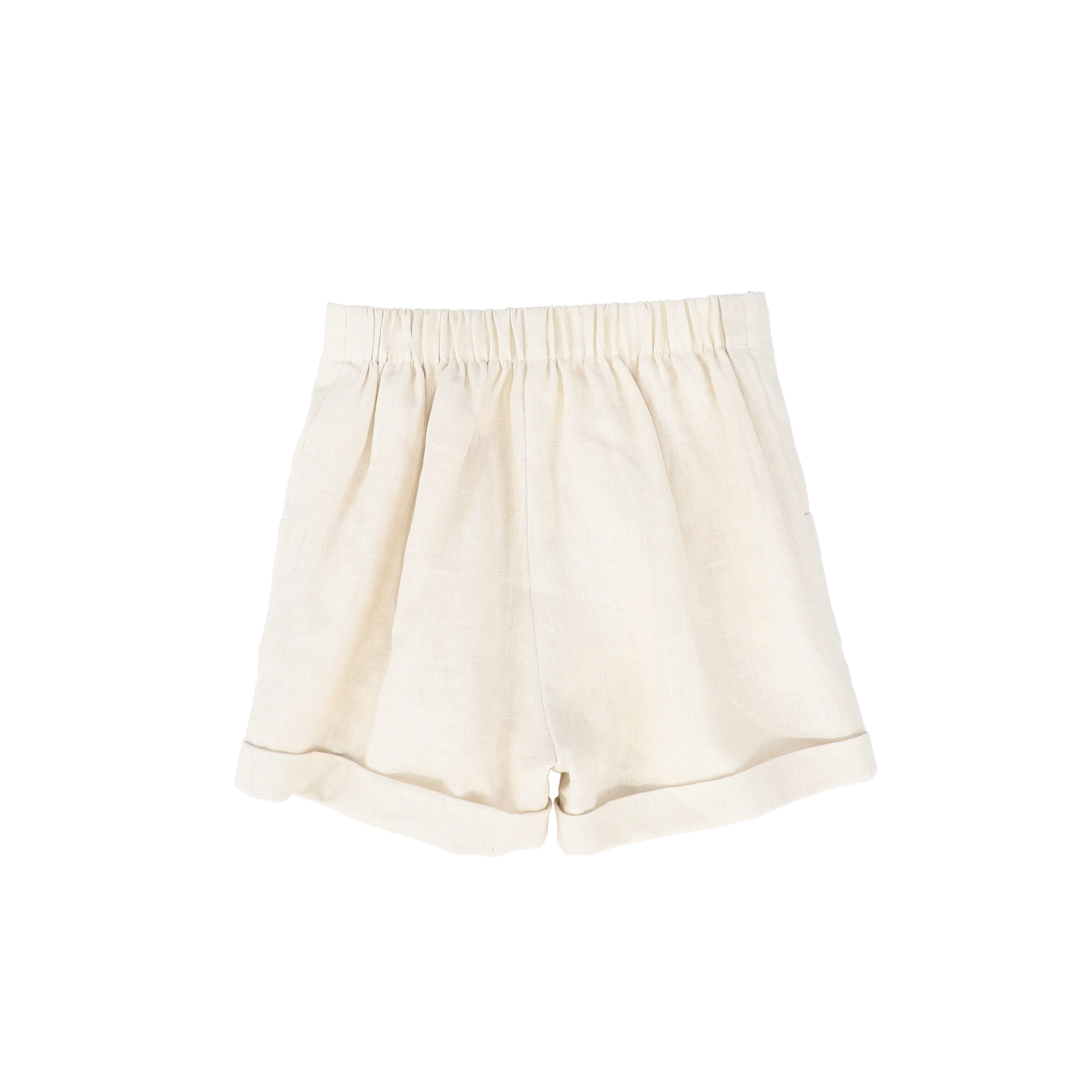 LE BOURDON TAN LINEN SEAM SHORTS [FINAL SALE] - Image 2