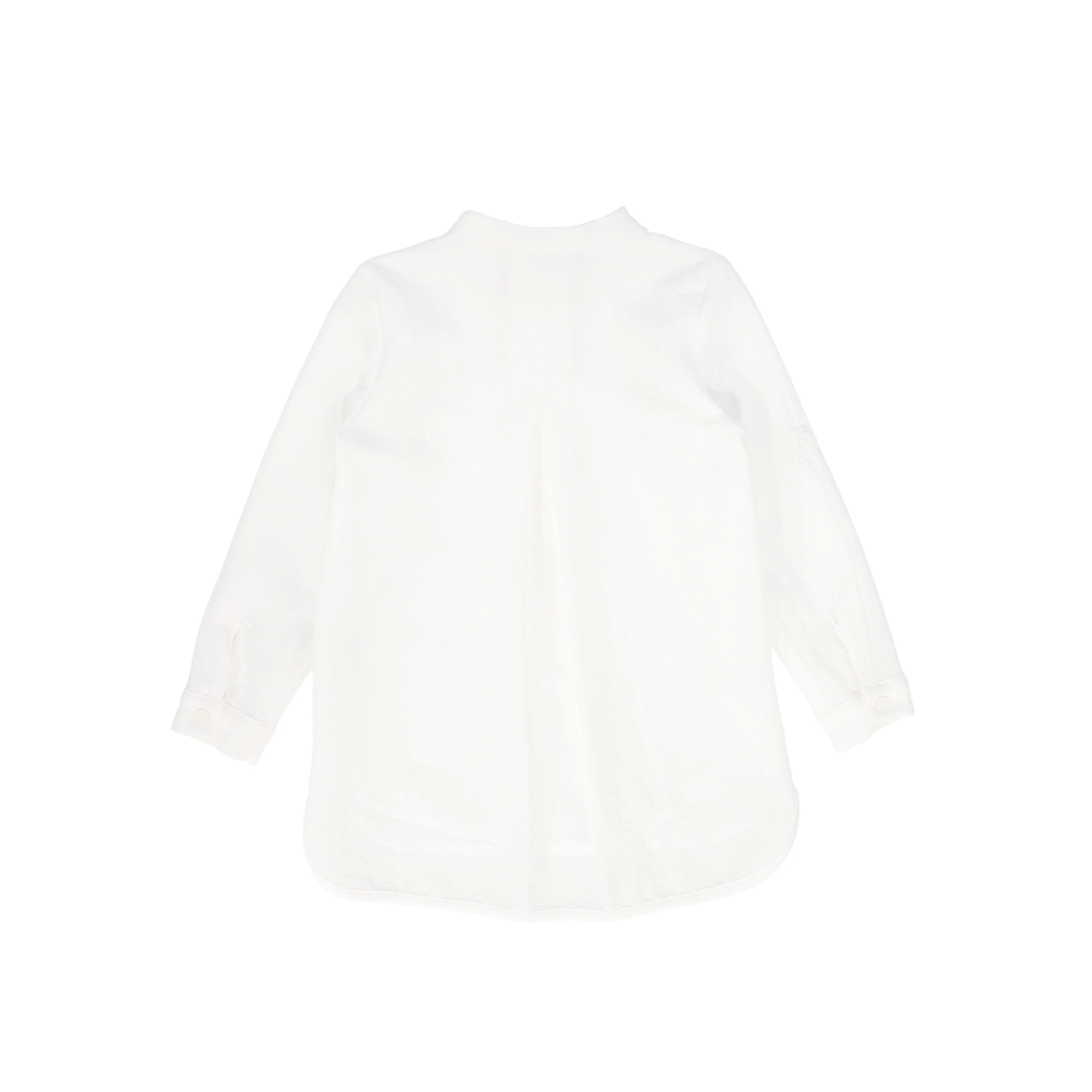 LE BOURDON WHITE TEXTURED BUTTON BLOUSE [FINAL SALE] - Image 2