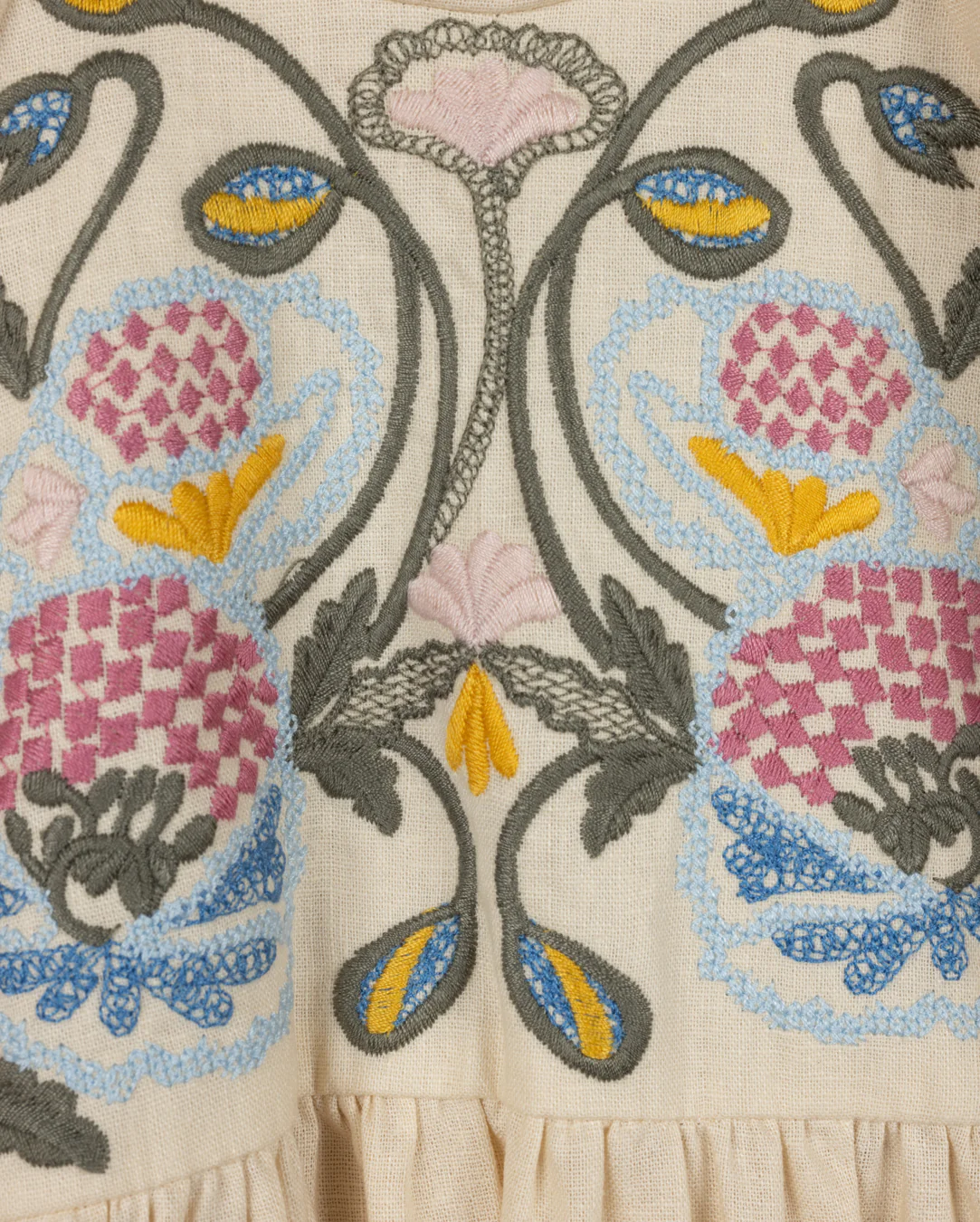 LILOU BEIGE FLORAL EMBROIDERED HIGH WAISTED DRESS [FINAL SALE] - Image 2
