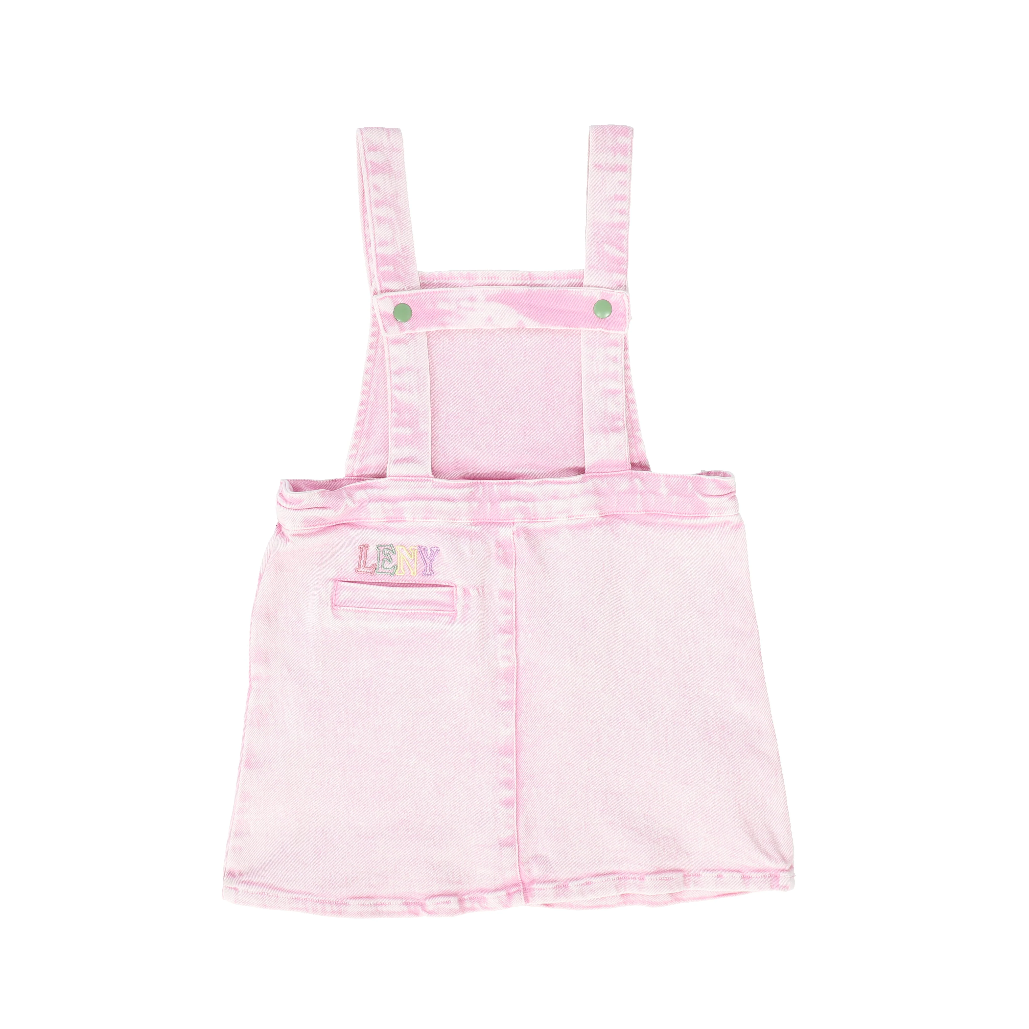 LIMITED EDITION PINK DENIM SNAP TRIM PINAFORE JUMPER [FINAL SALE] - Image 2