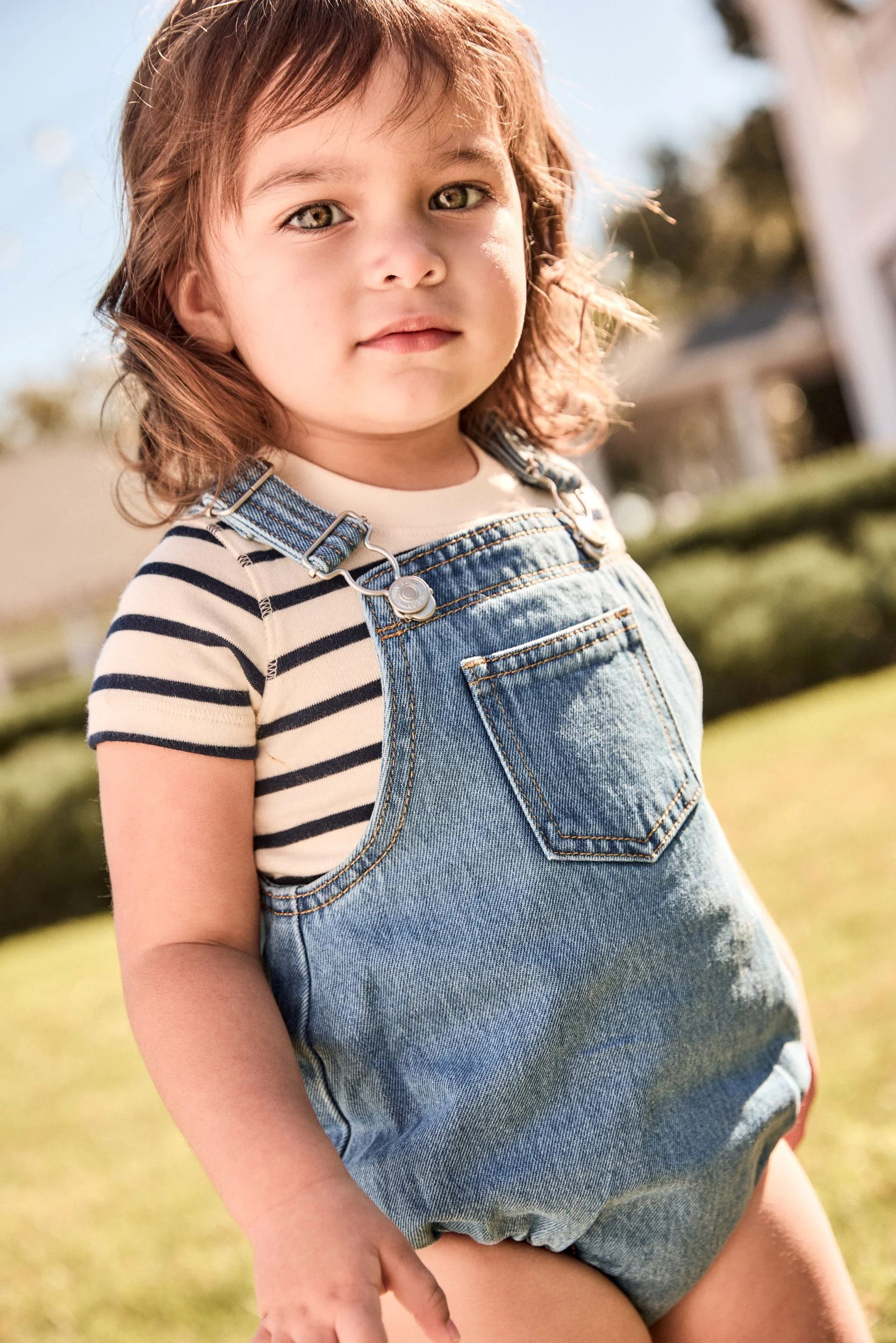 LITTLE PARNI BLUE DENIM POCKET ROMPER [FINAL SALE] - Image 2