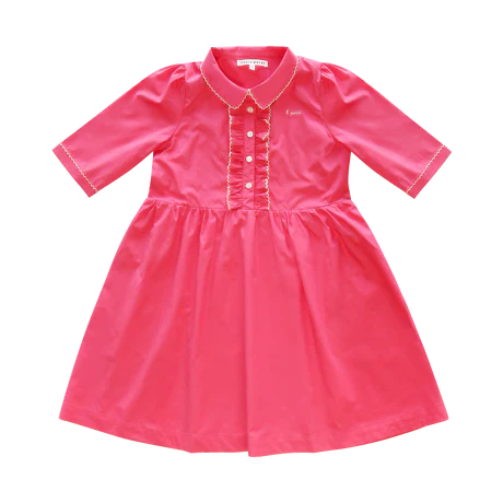 LITTLE PARNI PINK SCALLOP STITCH COLLAR DRESS [FINAL SALE] - Image 2