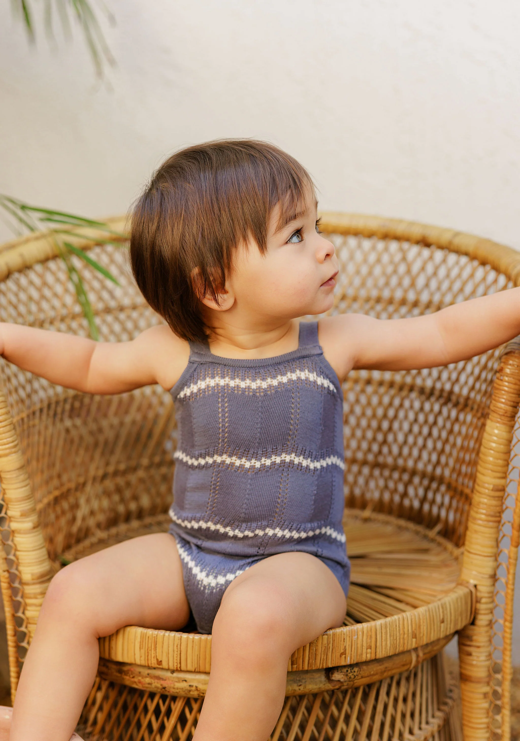 LOOMS BLUE/IVORY WAVE KNIT ROMPER [FINAL SALE] - Image 2