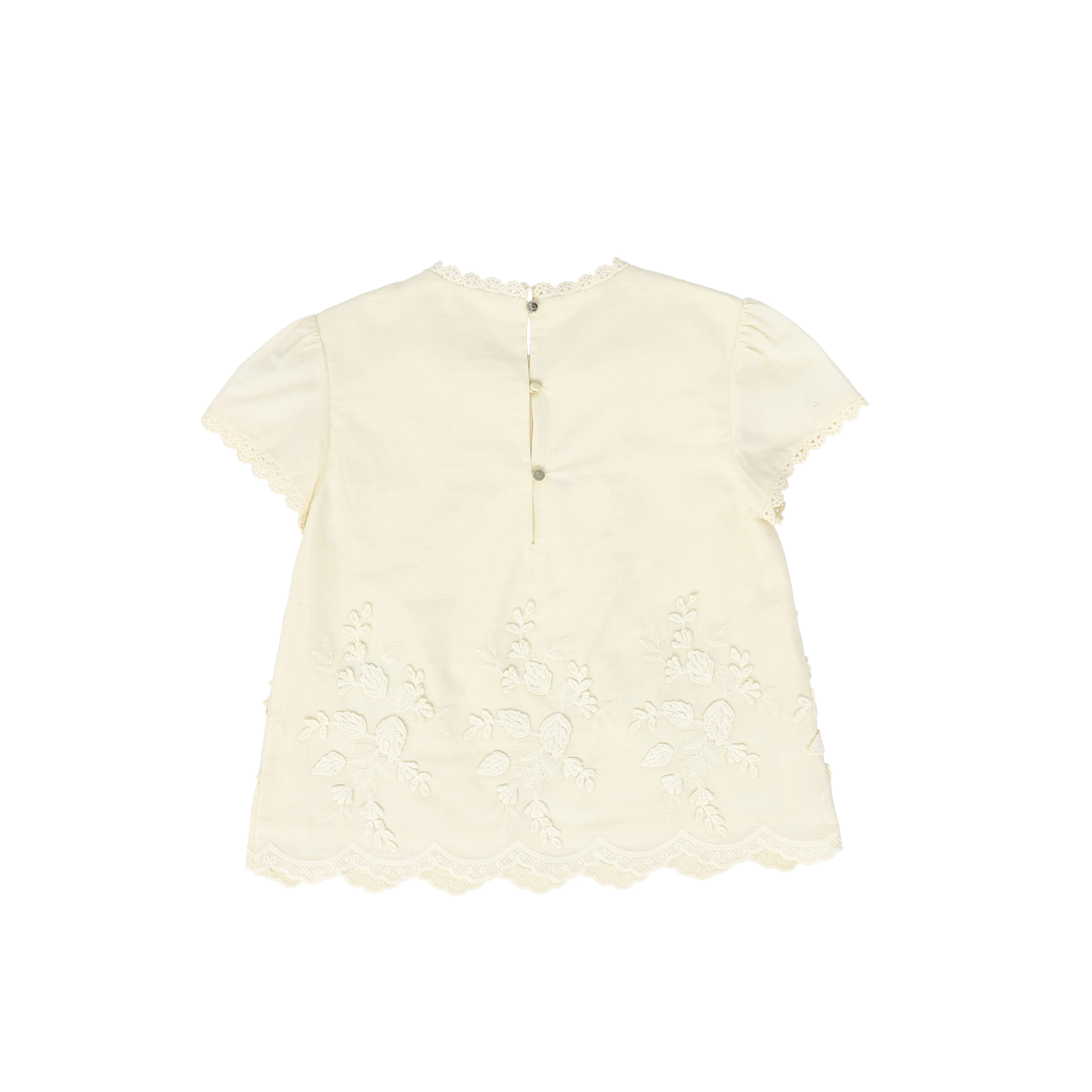 LRDM PETITS BEIGE FLOWER APPLIQUE BLOUSE [FINAL SALE] - Image 2