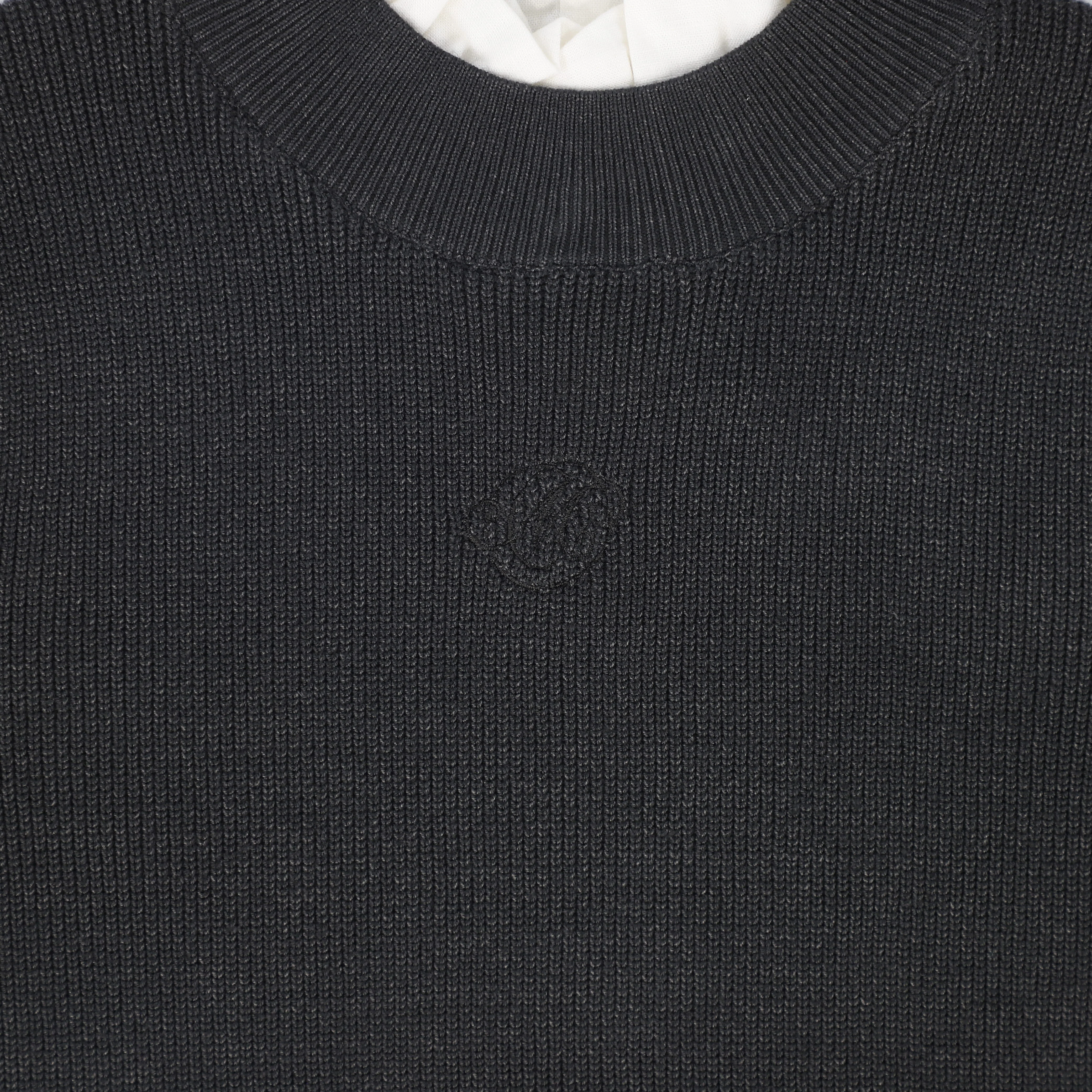 MALLORY AND MERLOT CHARCOAL RUFFLE KNIT MOCKNECK [FINAL SALE] - Image 2