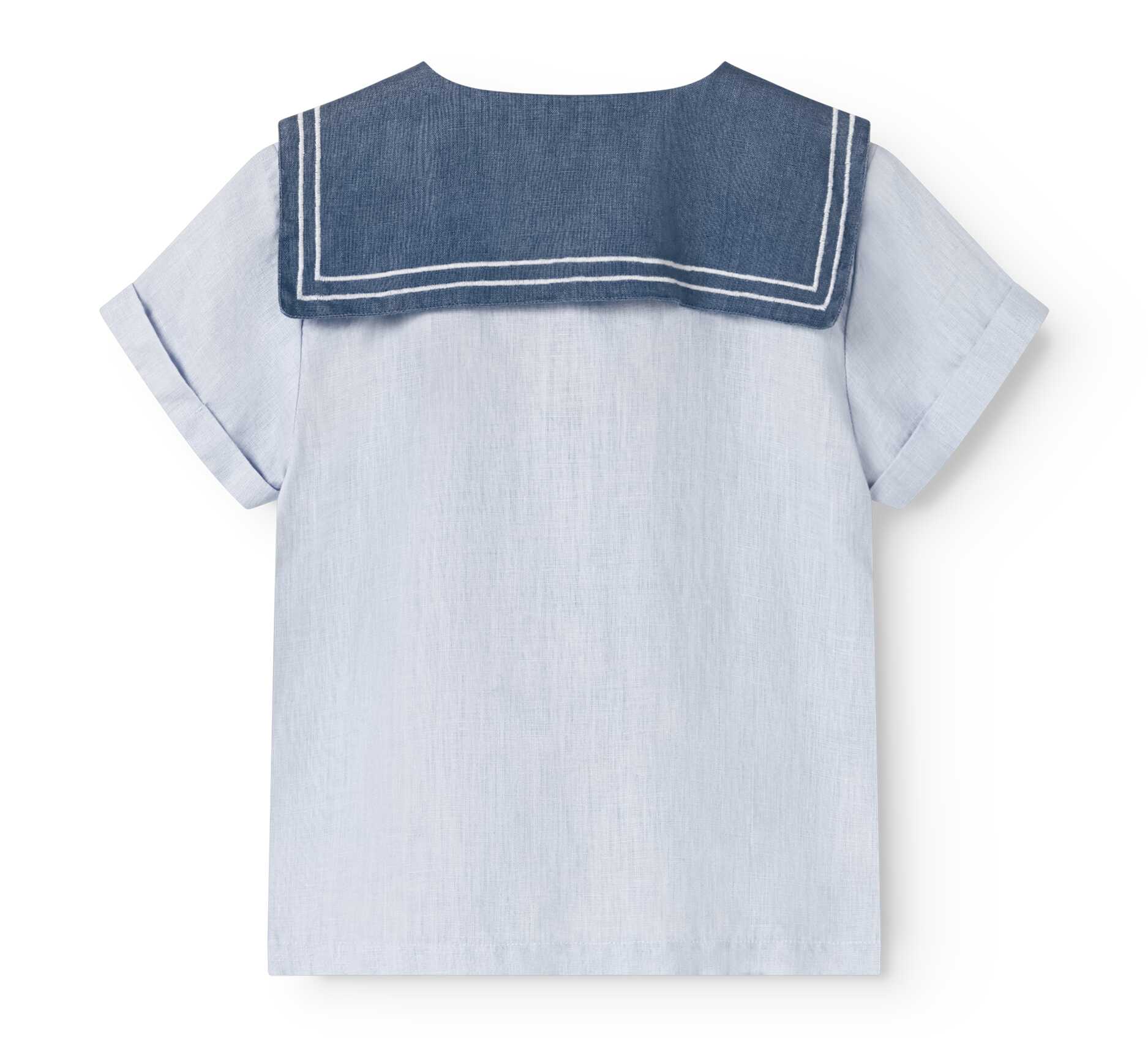 MARMAR COPENHAGEN BLUE LINEN SAILOR COLLAR SHIRT [FINAL SALE] - Image 2