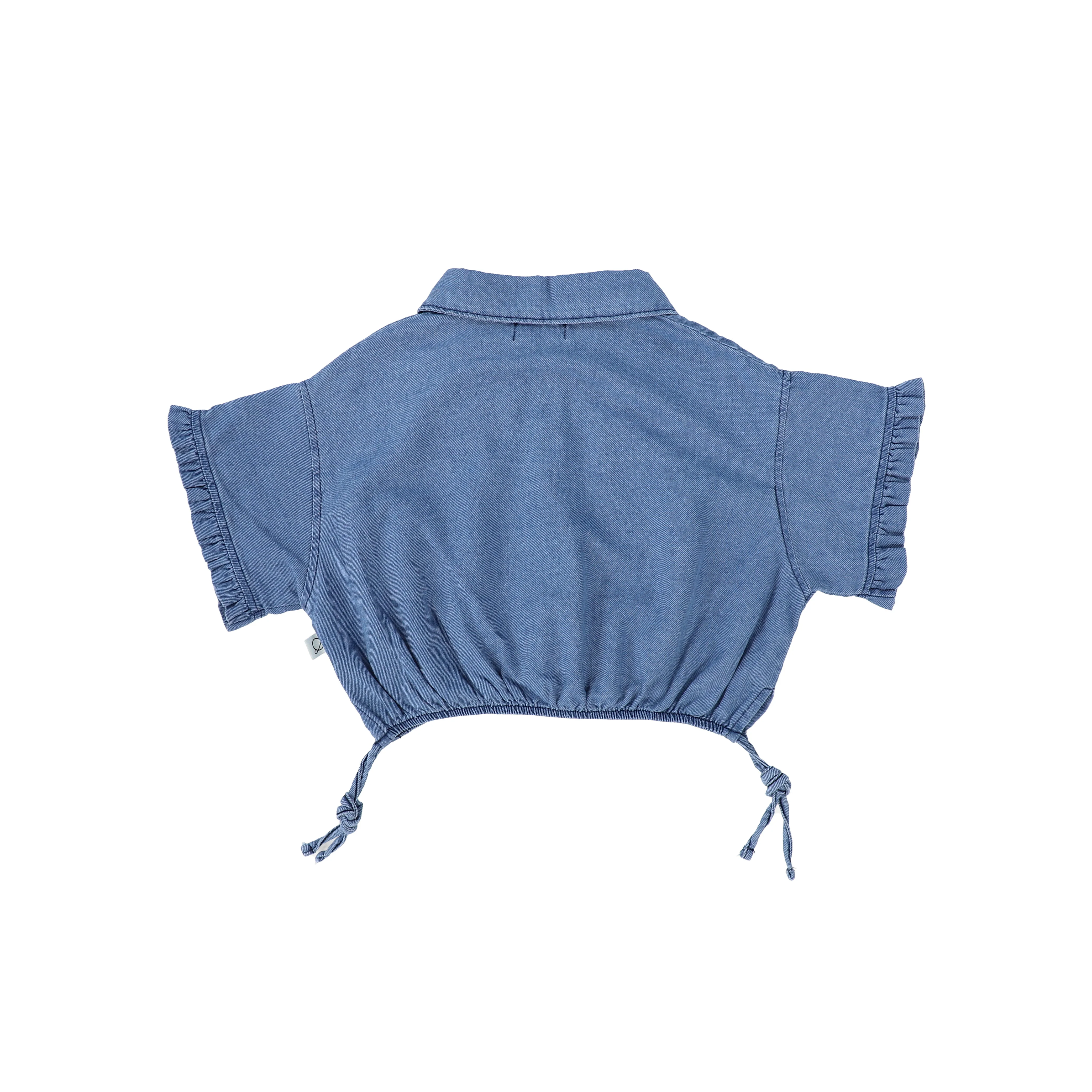 MY LITTLE COZMO BLUE TWILL DENIM COLLAR TOP [FINAL SALE] - Image 2