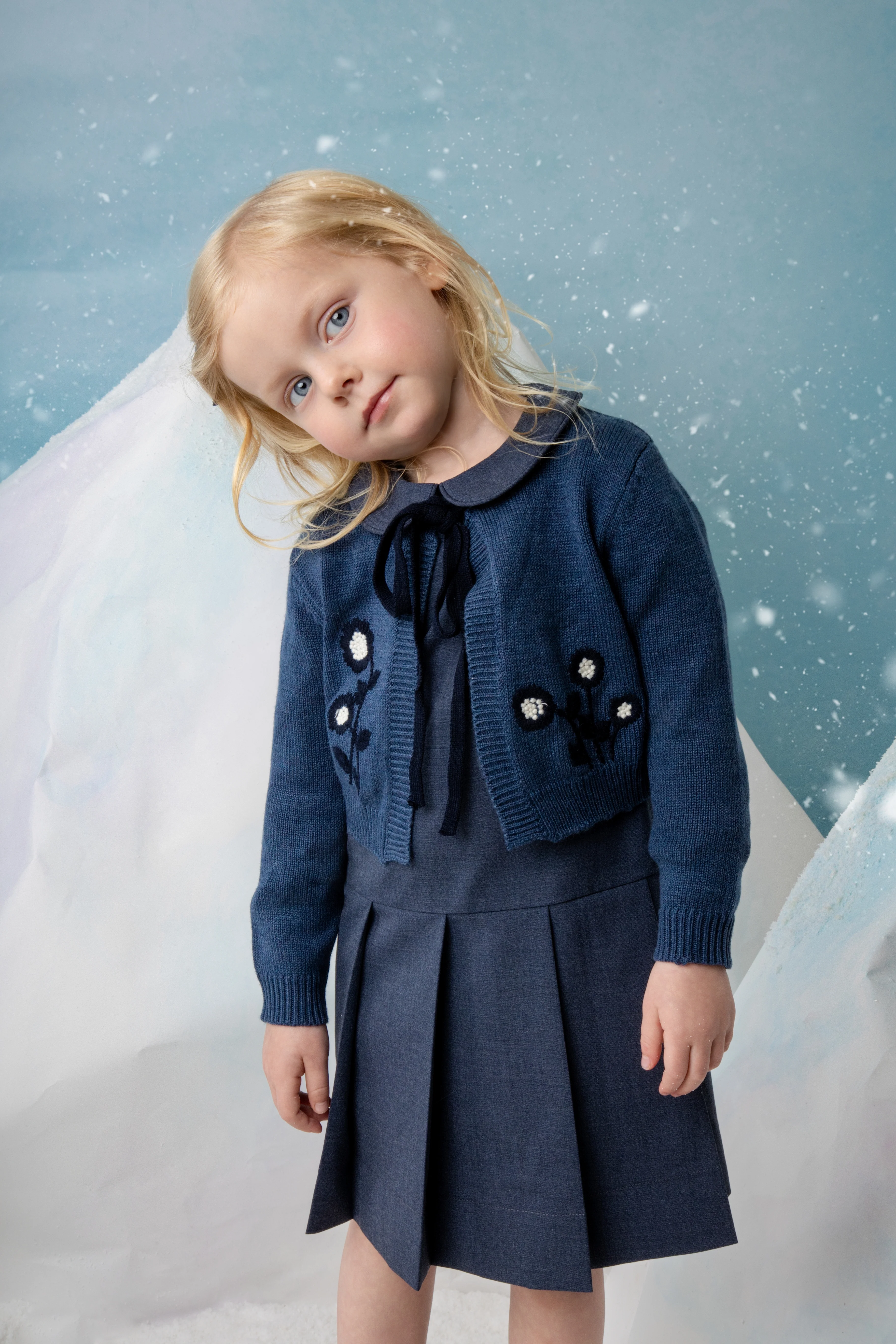NOMA DUSKY BLUE PETER PAN COLLAR DROP WAIST DRESS [FINAL SALE] - Image 2