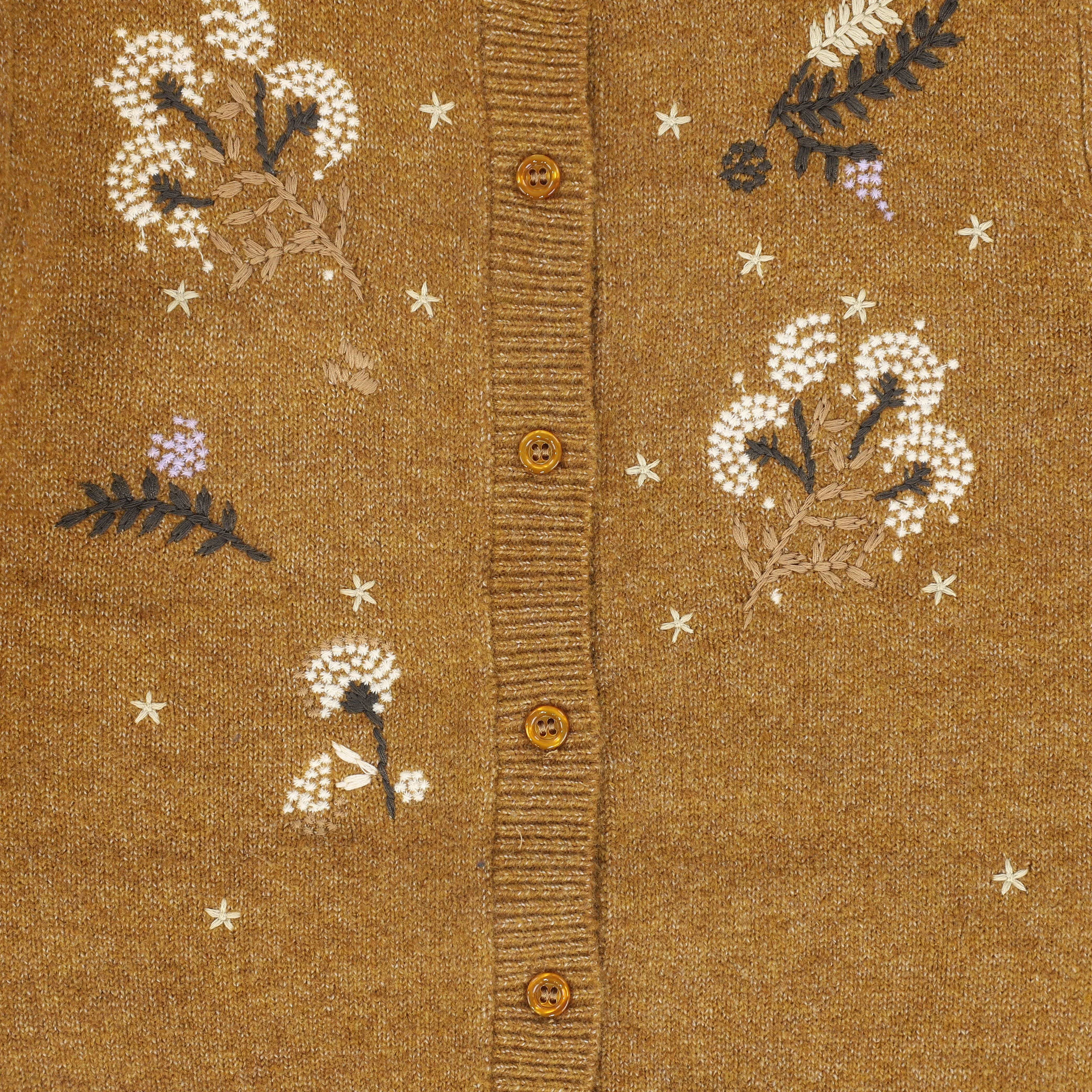 ONE CHILD CAMEL FLOWER EMBROIDERED KNIT CARDIGAN [FINAL SALE] - Image 2