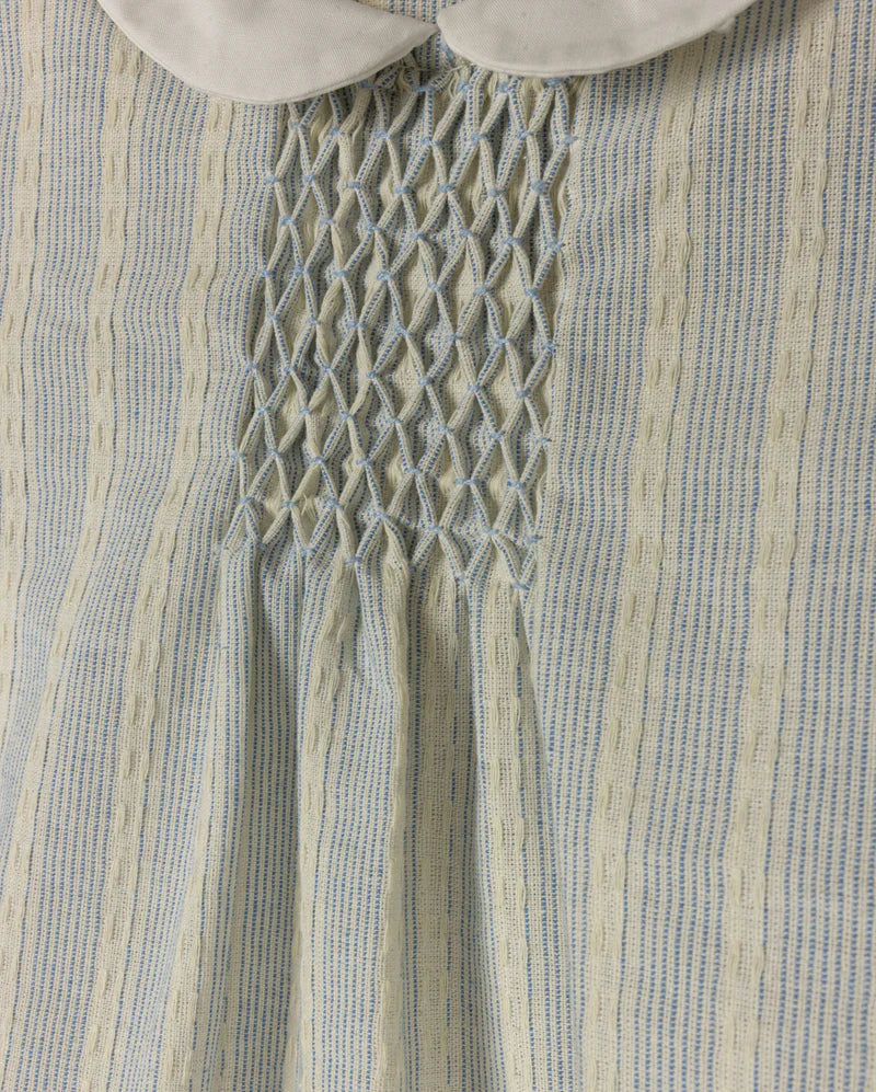 ONE CHILD BLUE/YELLOW STRIPE HANDSMOCKED ROMPER [FINAL SALE] - Image 2