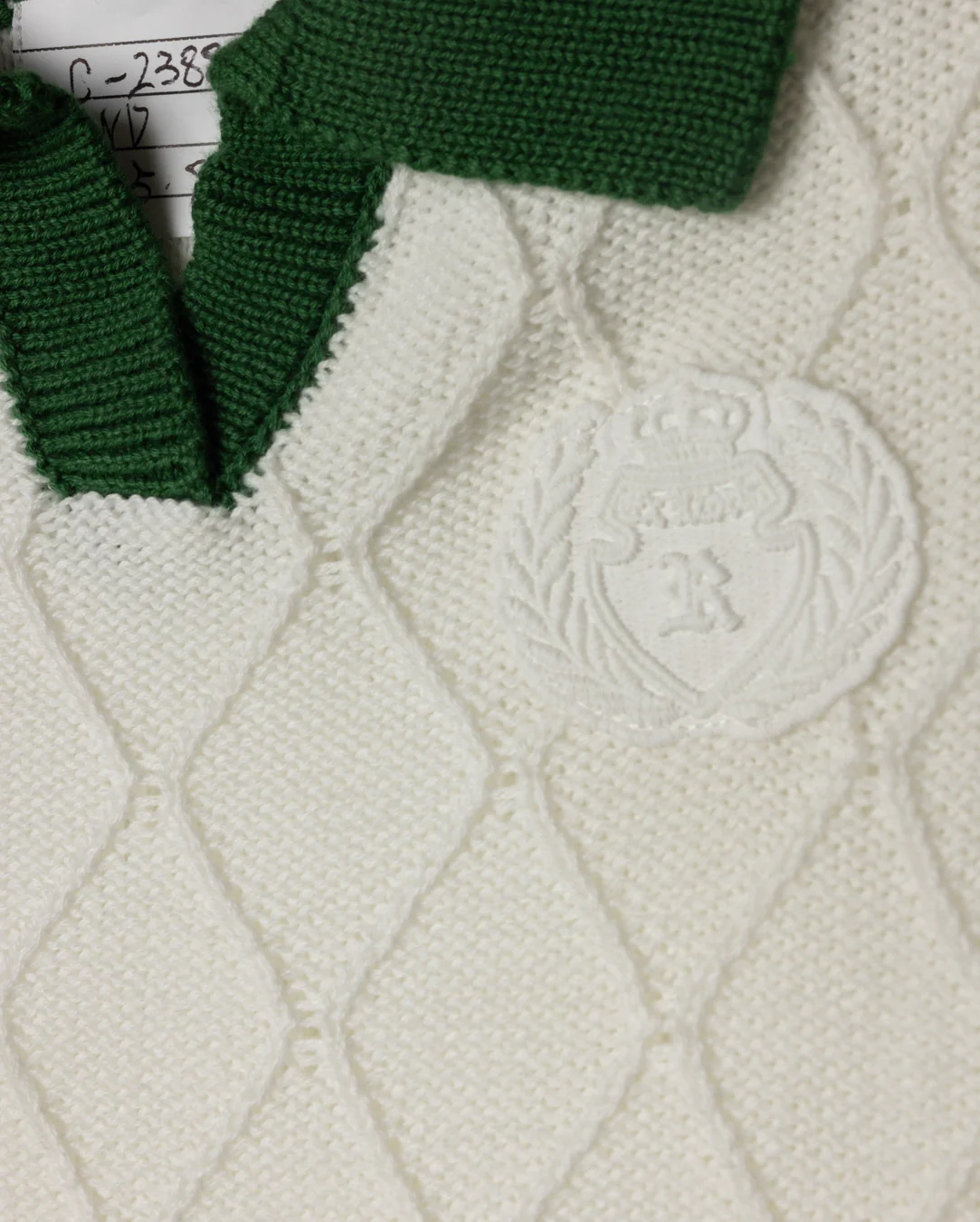 ONE CHILD WHITE DIAMOND PRINT COLLAR SWEATER [FINAL SALE] - Image 2