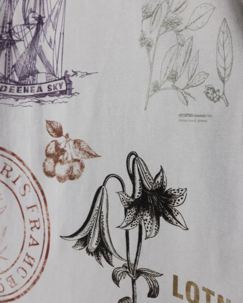 PHIL AND PHOEBE GREY STAMP PRINTED T-SHIRT [FINAL SALE] - Image 2