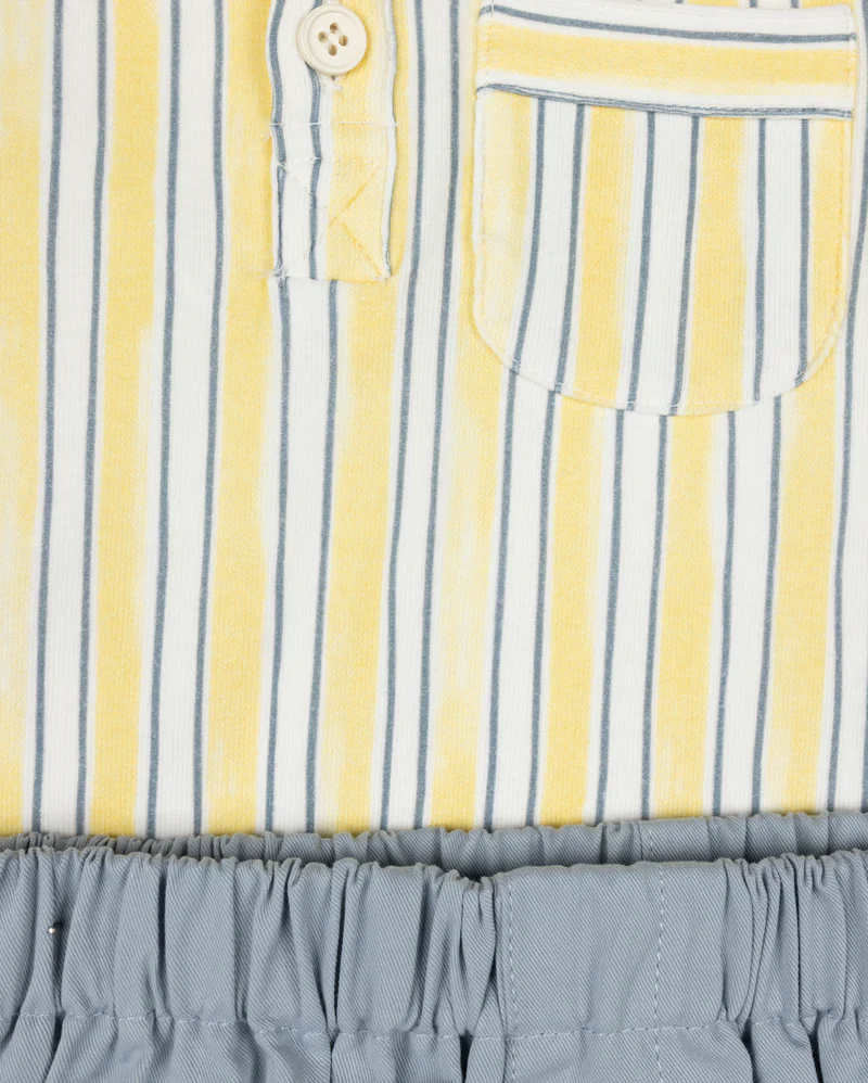PHIL AND PHOEBE YELLOW/BLUE STRIPE BLOOMER SET [FINAL SALE] - Image 2